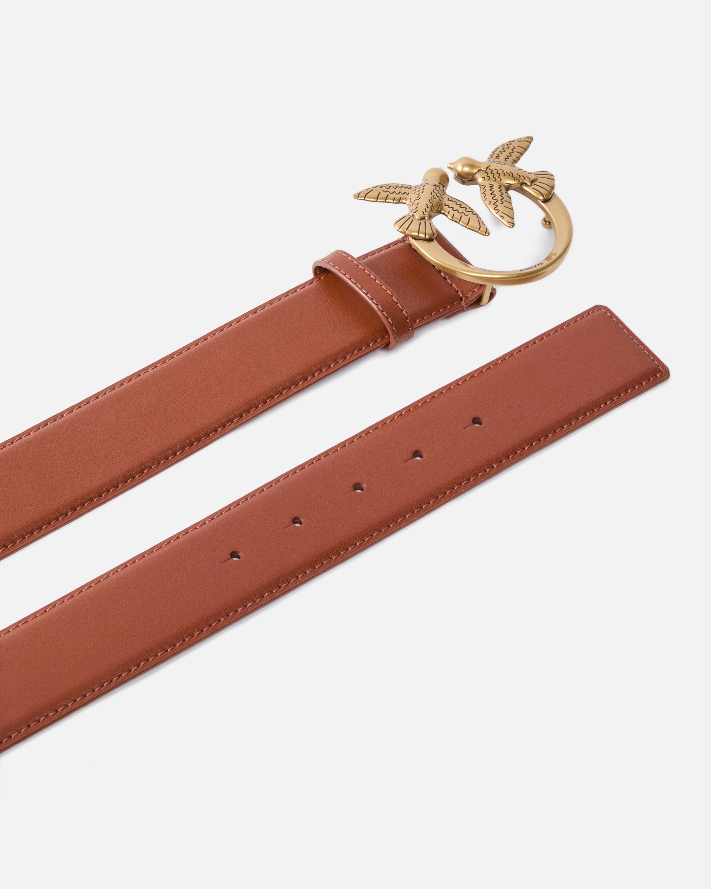 Wide love birds leather belt 4cm PINKO Golden