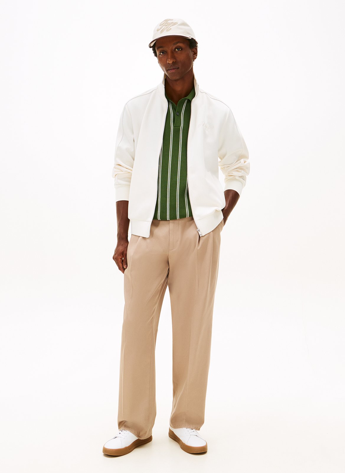 Baskets basses en cuir mélangé Blanc