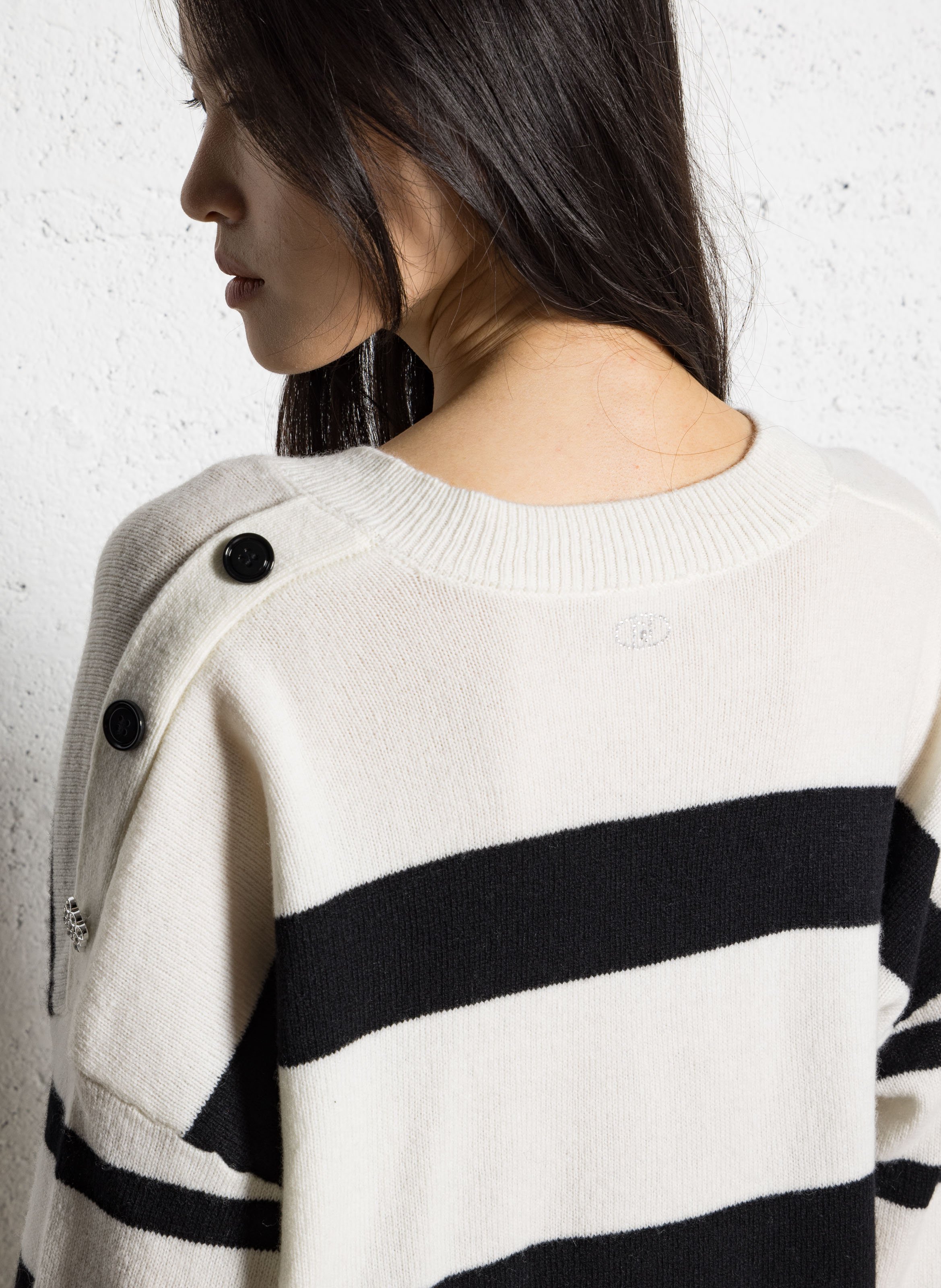 Pull oversize col v en laine LIU JO Multicolore