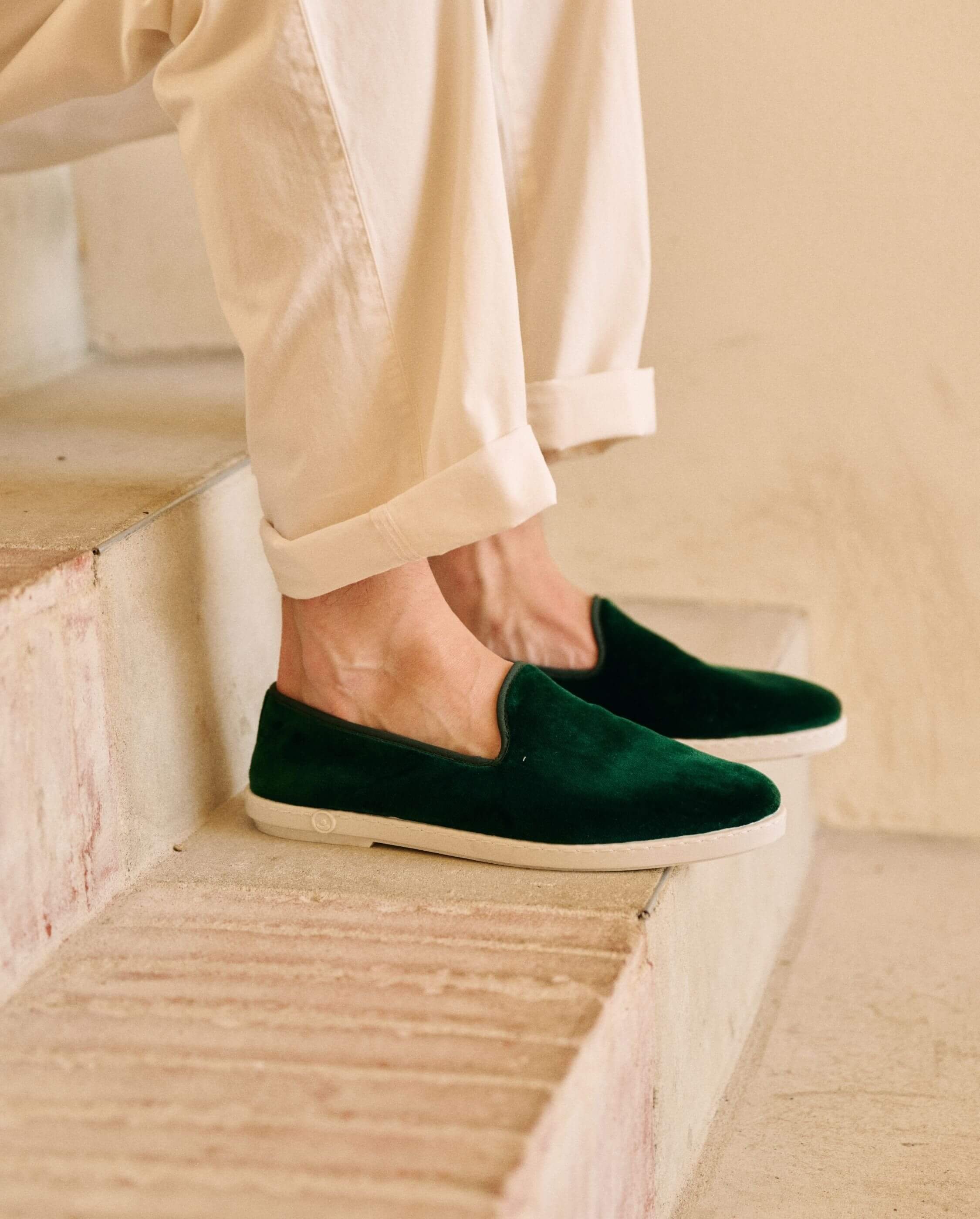 Chausson homme velours, vert ANGARDE Vert