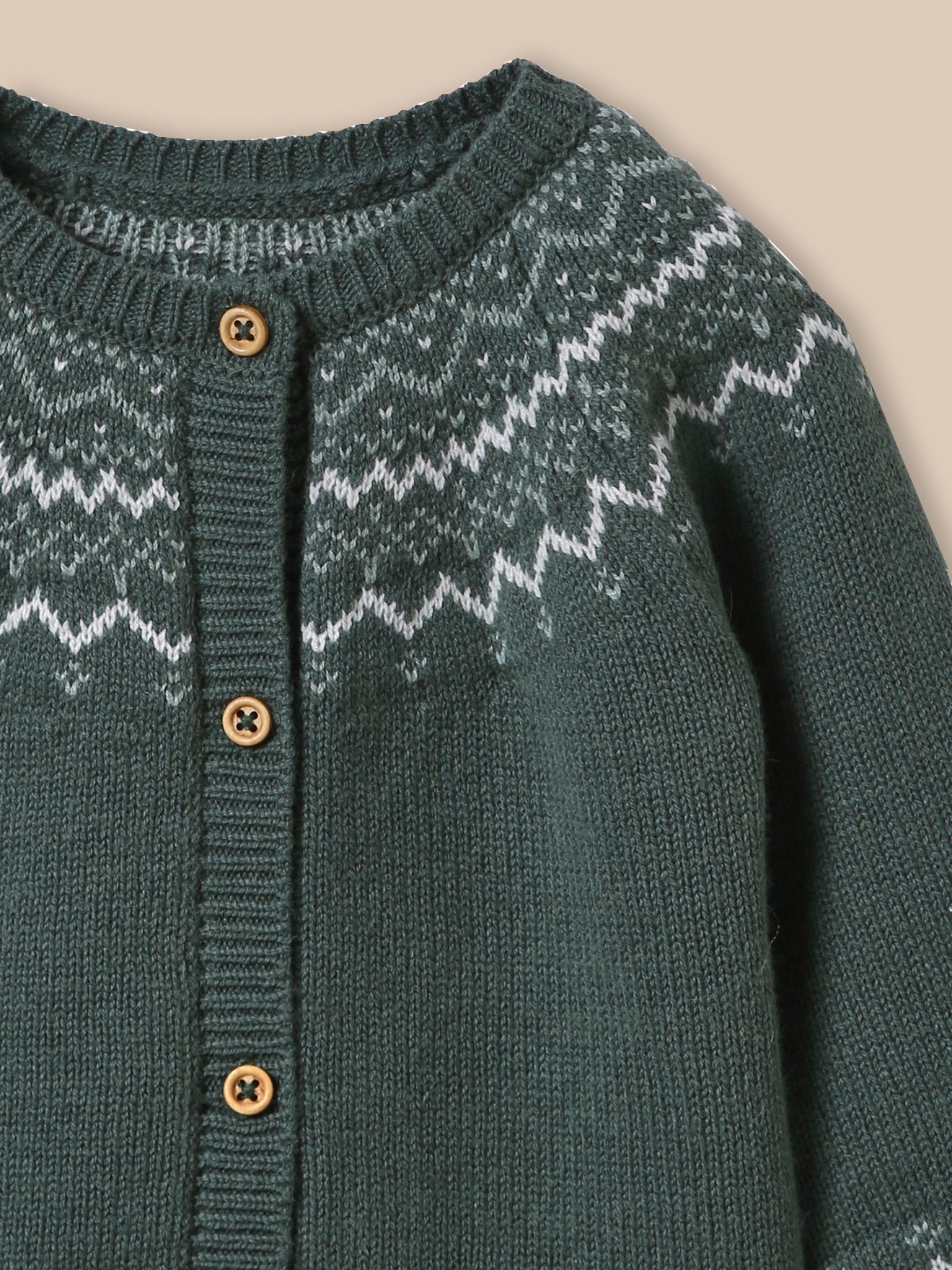 Wool jacquard cardigan CYRILLUS Green