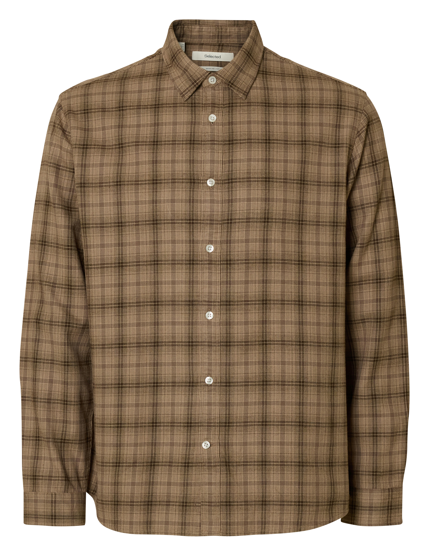 Gerade geschnittene Bluse aus Bio-Baumwolle mit klassischem Kragen SELECTED Beige