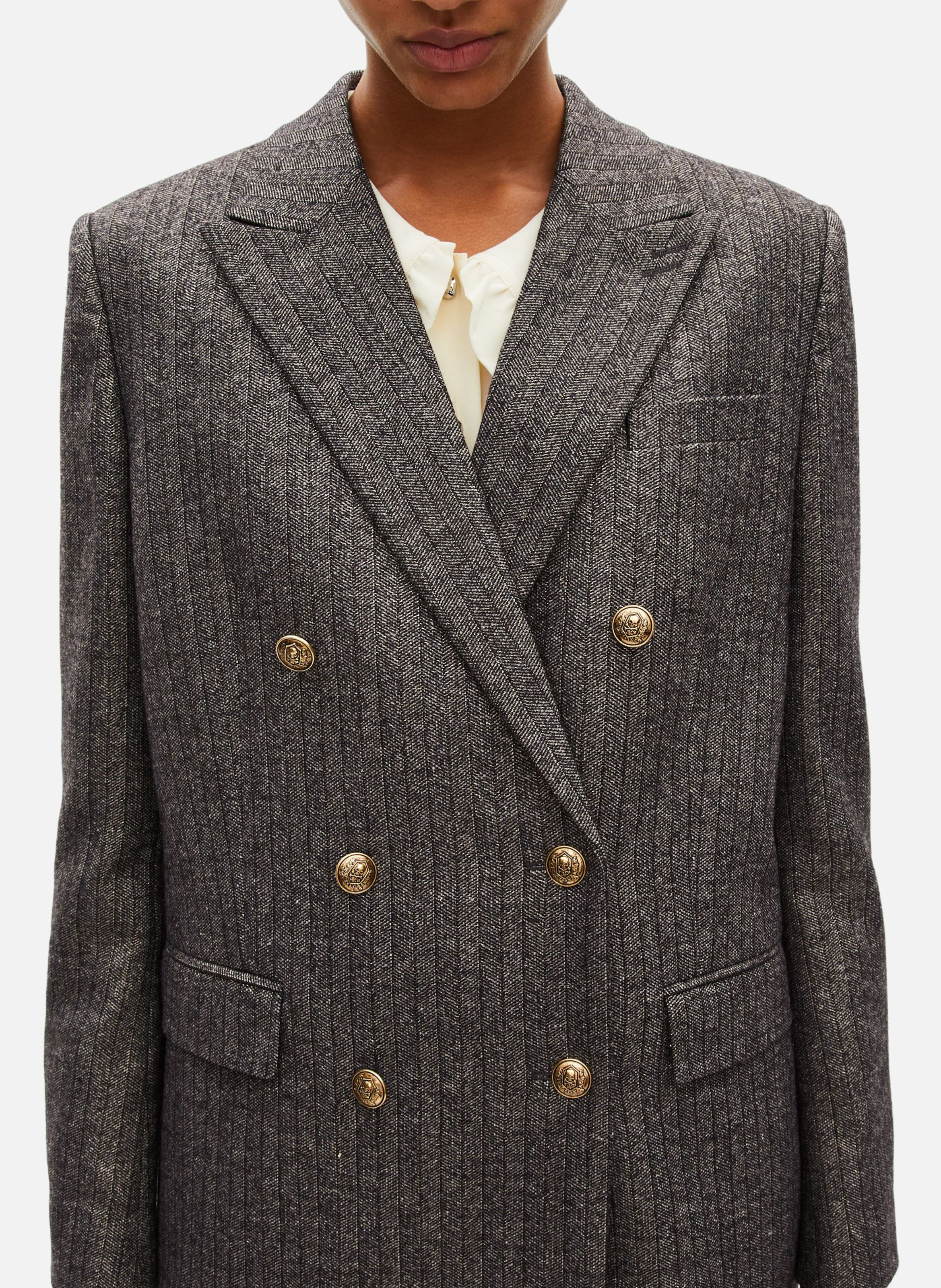 Veste tailleur à chevrons lurex THE KOOPLES Noir