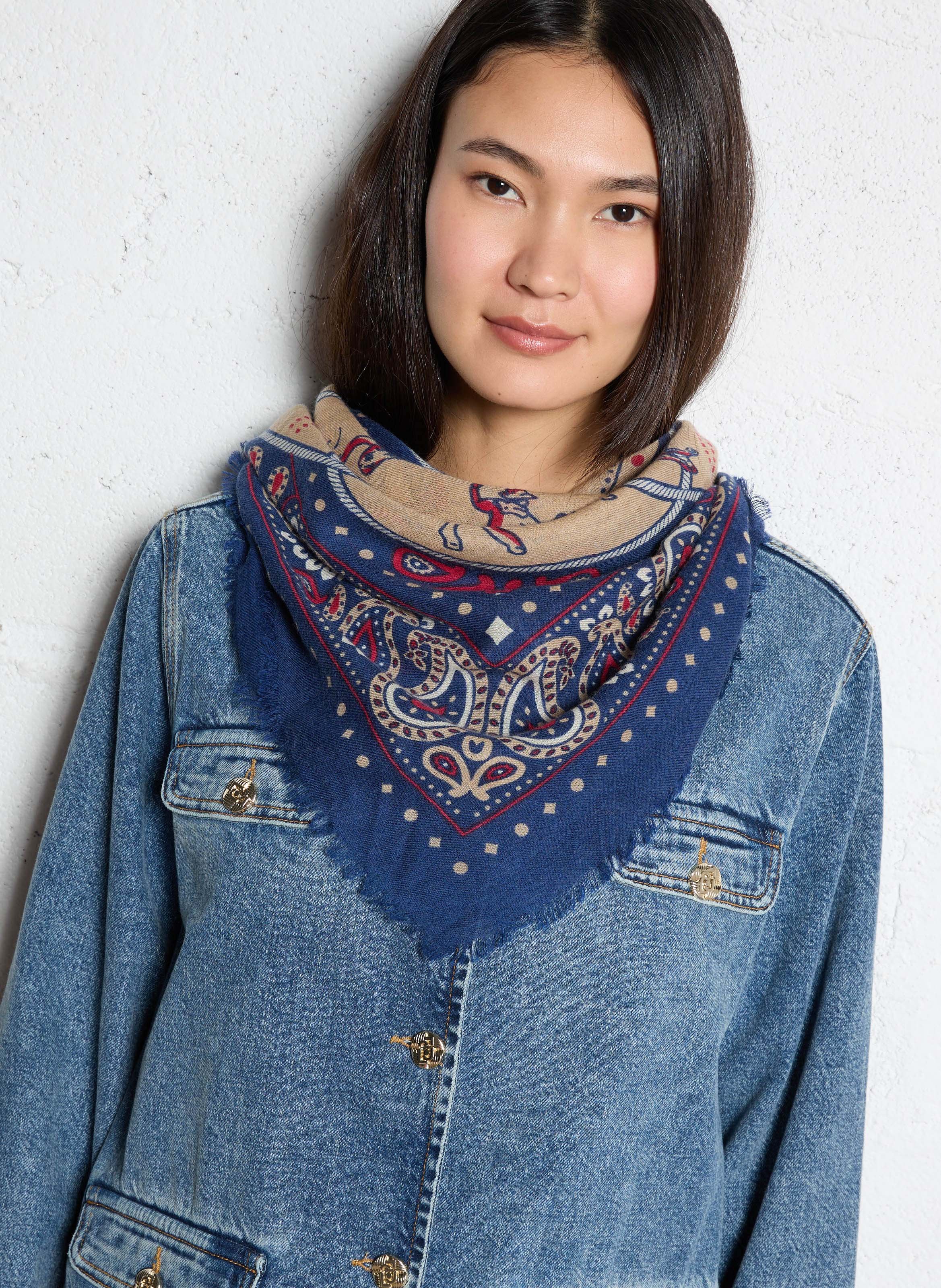 Foulard imprimé en laine et cachemire MAISON LECOMTE FLAMENT