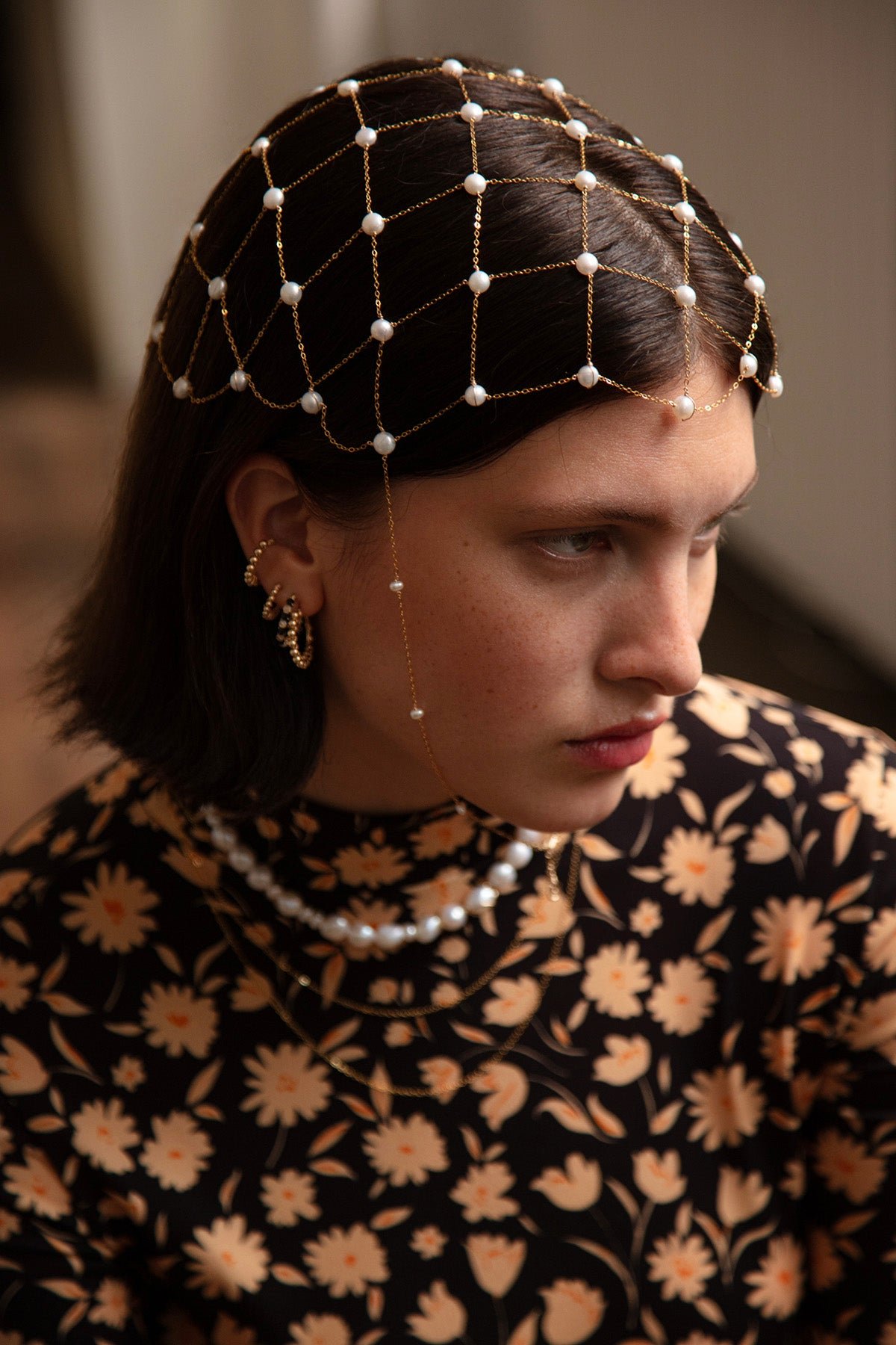 Large beaded hoop earrings YAY Golden