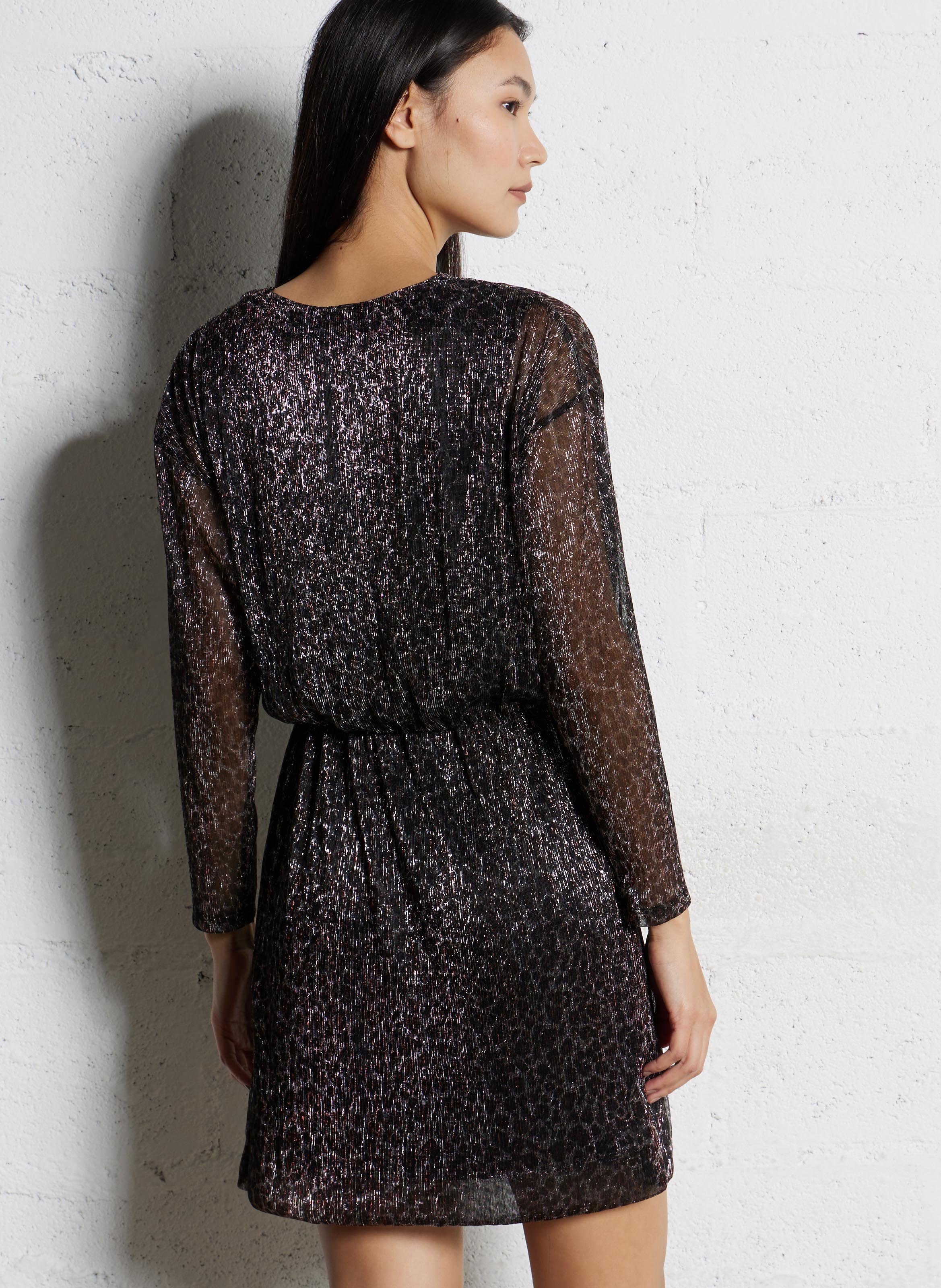 Short lurex print dress IKKS Black