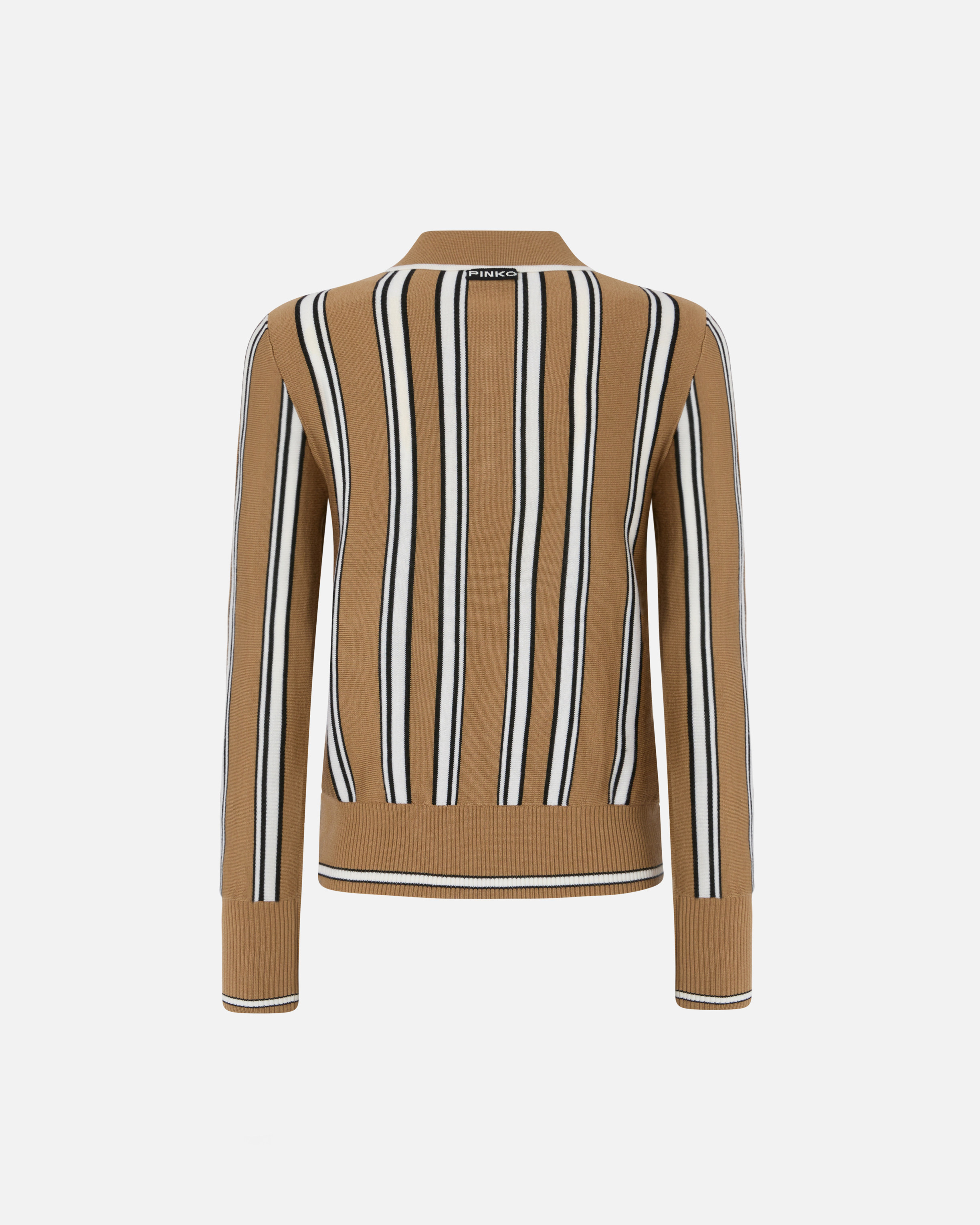 Multicolored striped polo sweater PINKO Beige