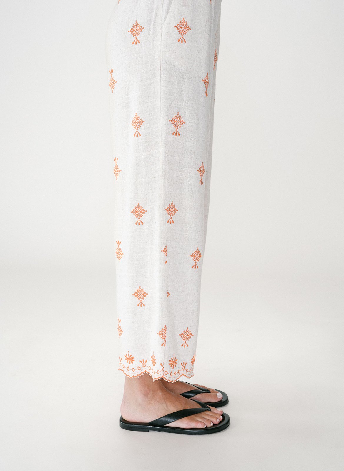 Pantalon droit brodé  GRACE ET MILA Orange