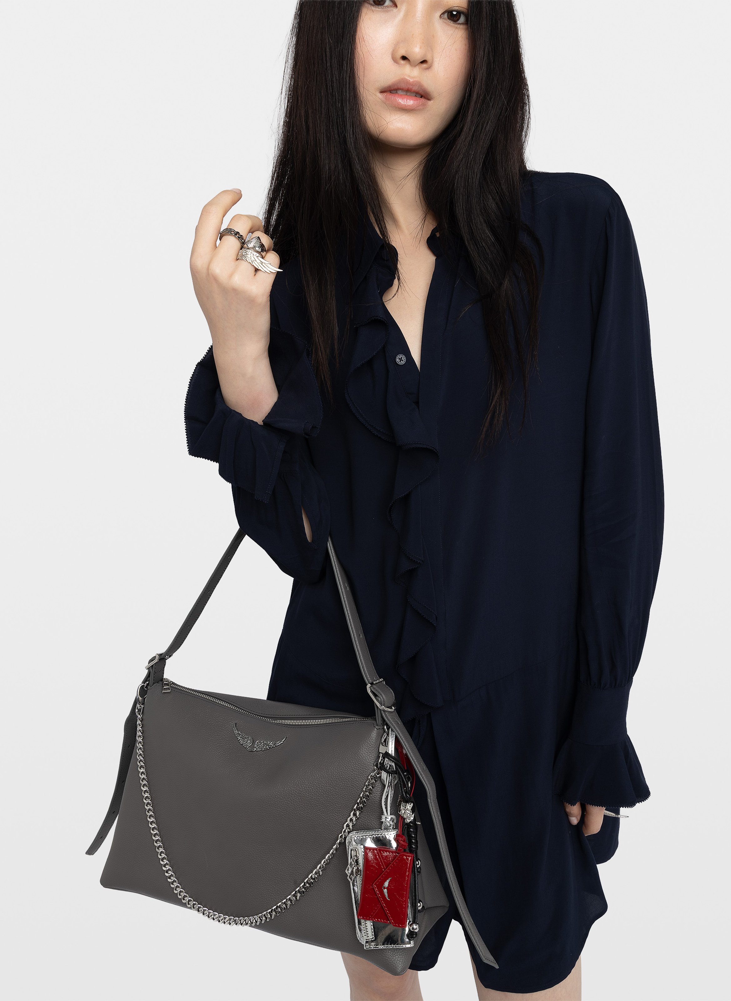 Korte jurk met effen overhemd en ruches-details ZADIG&VOLTAIRE Blauw