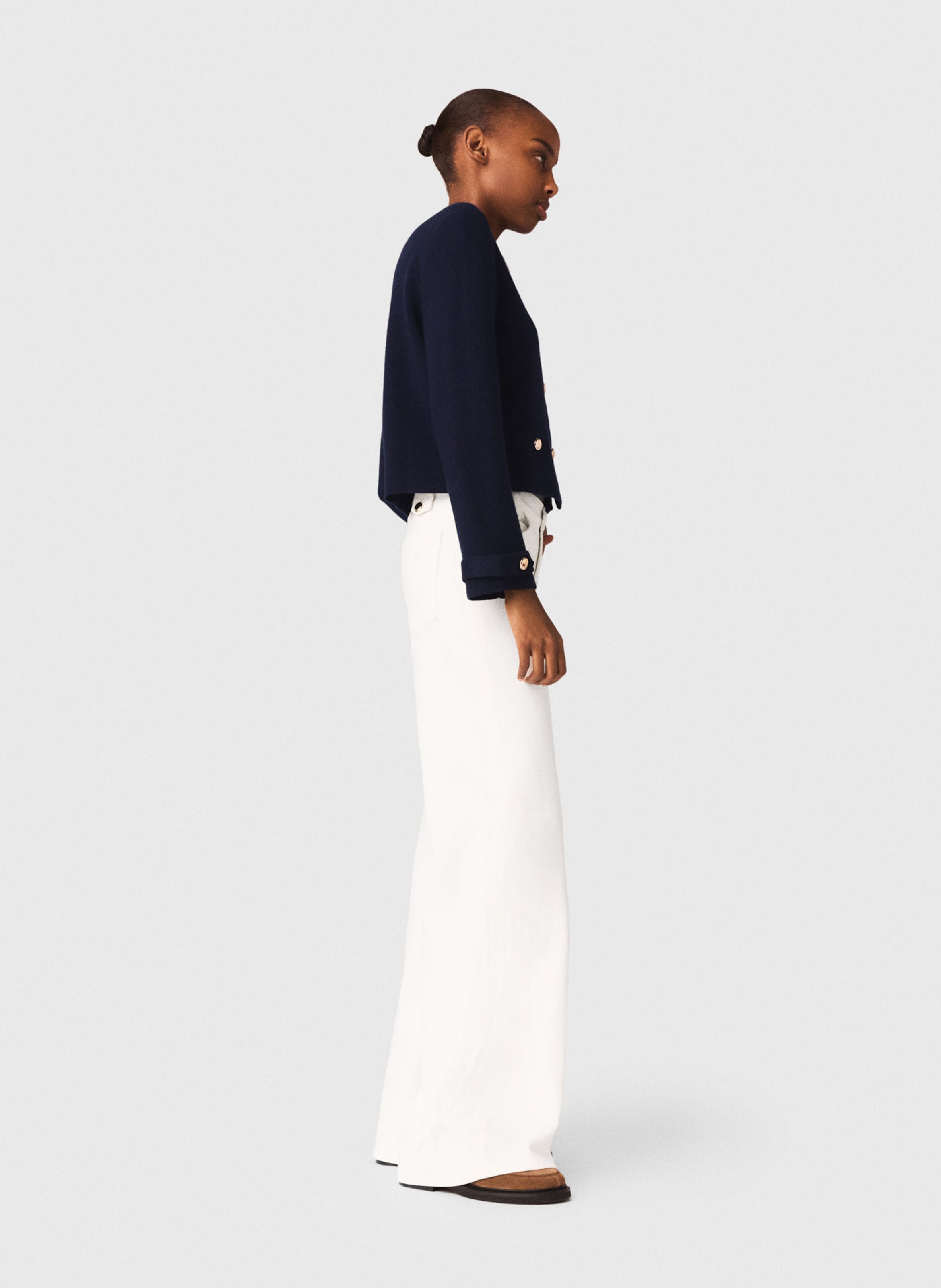 Cardigan droit col rond MAJE Bleu