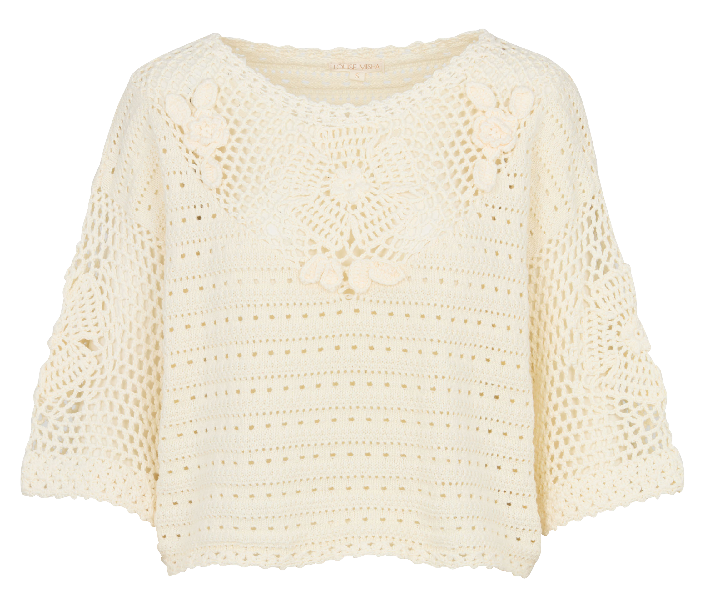 Straight cotton sweater with round neck LOUISE MISHA White
