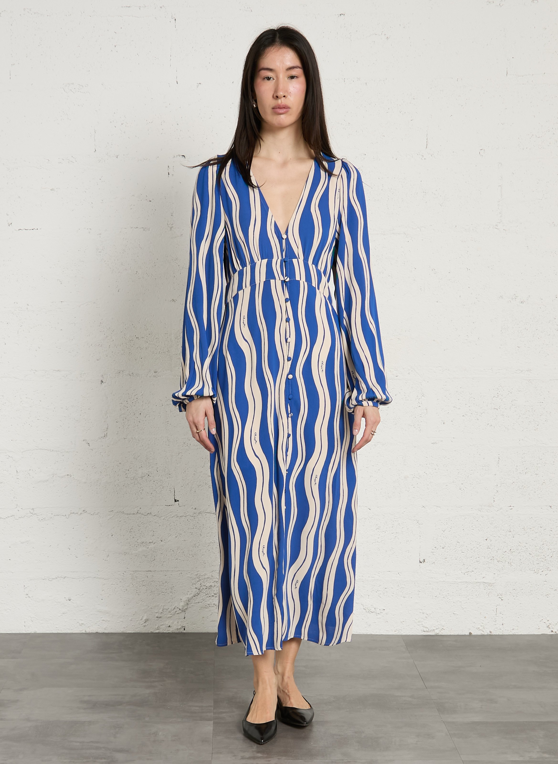 Abito corto scollo tondo stampato FABIENNE CHAPOT Blu