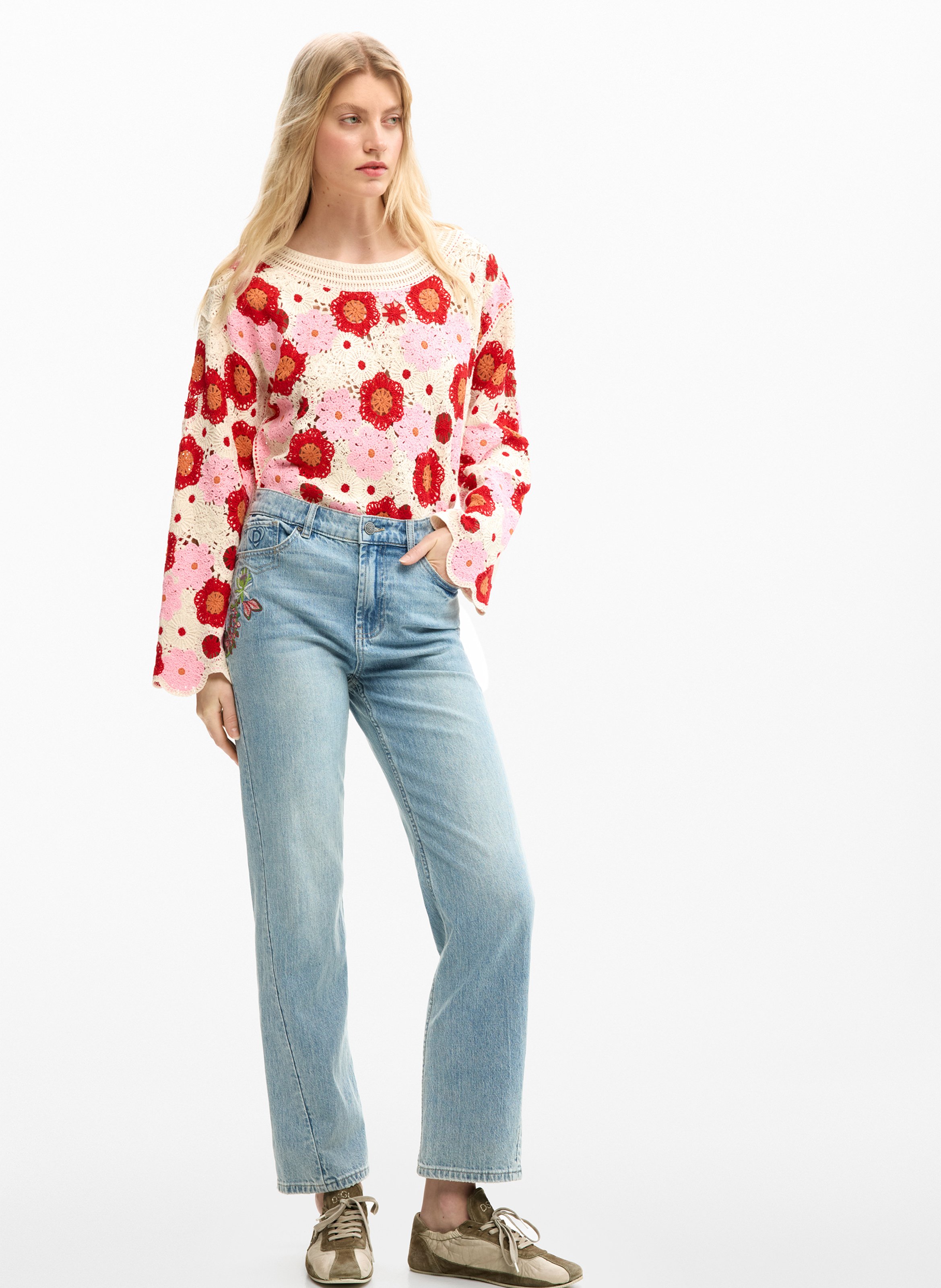 Bestickte Jeans mit 5 Taschen  DESIGUAL Blau