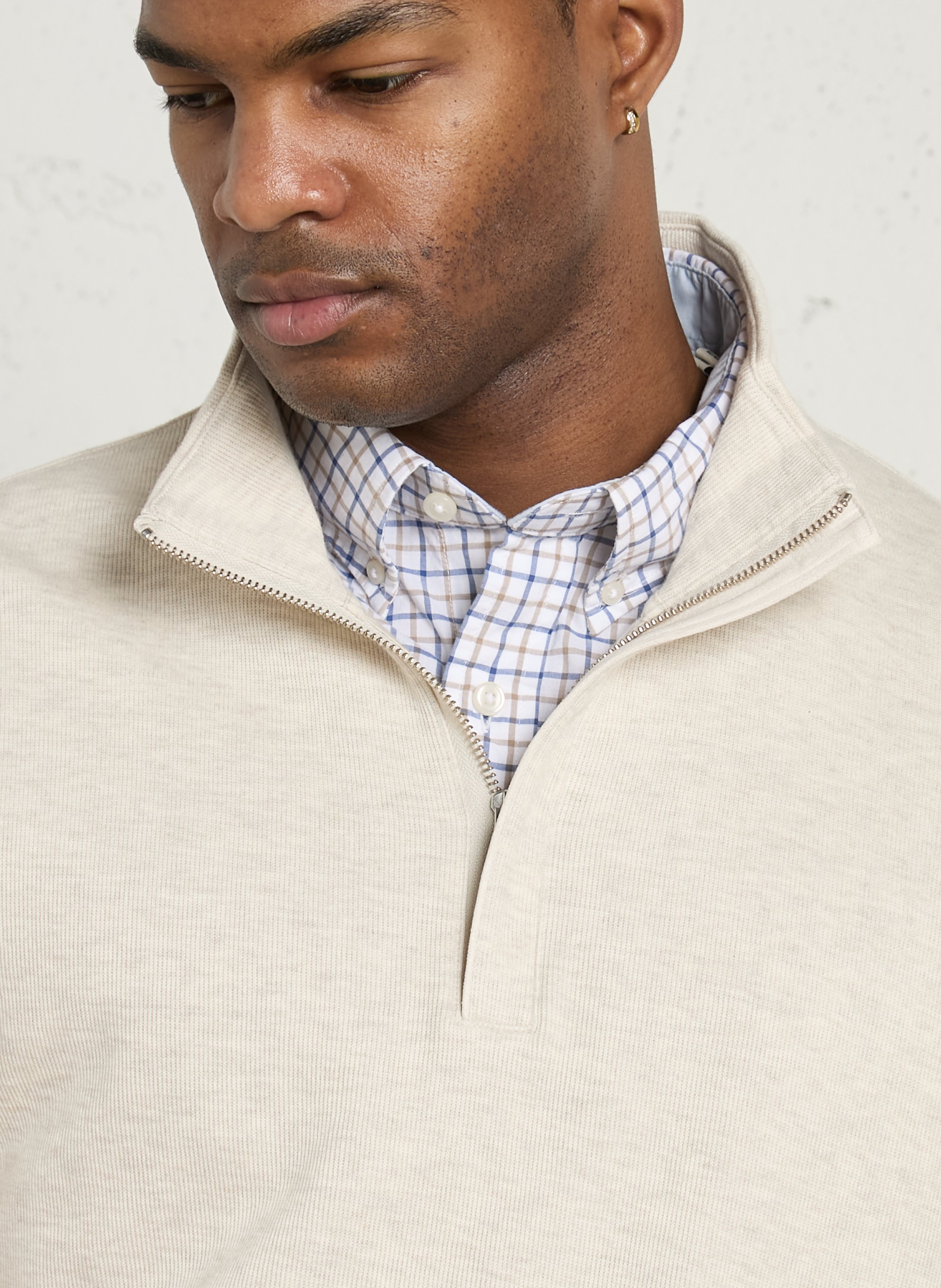 Pull droit col camionneur en coton GANT Beige
