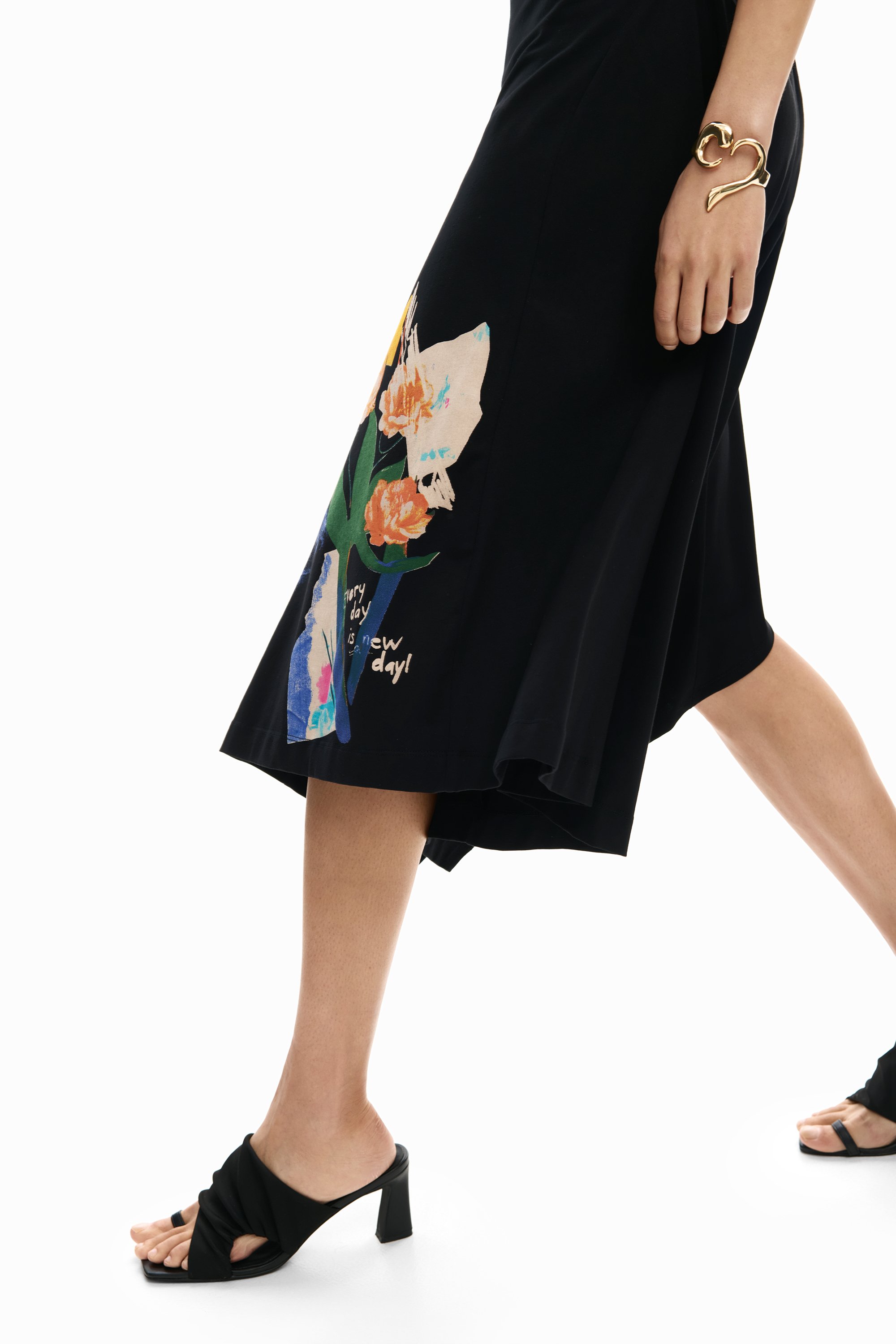 Asymmetric cotton-blend midi dress DESIGUAL Black