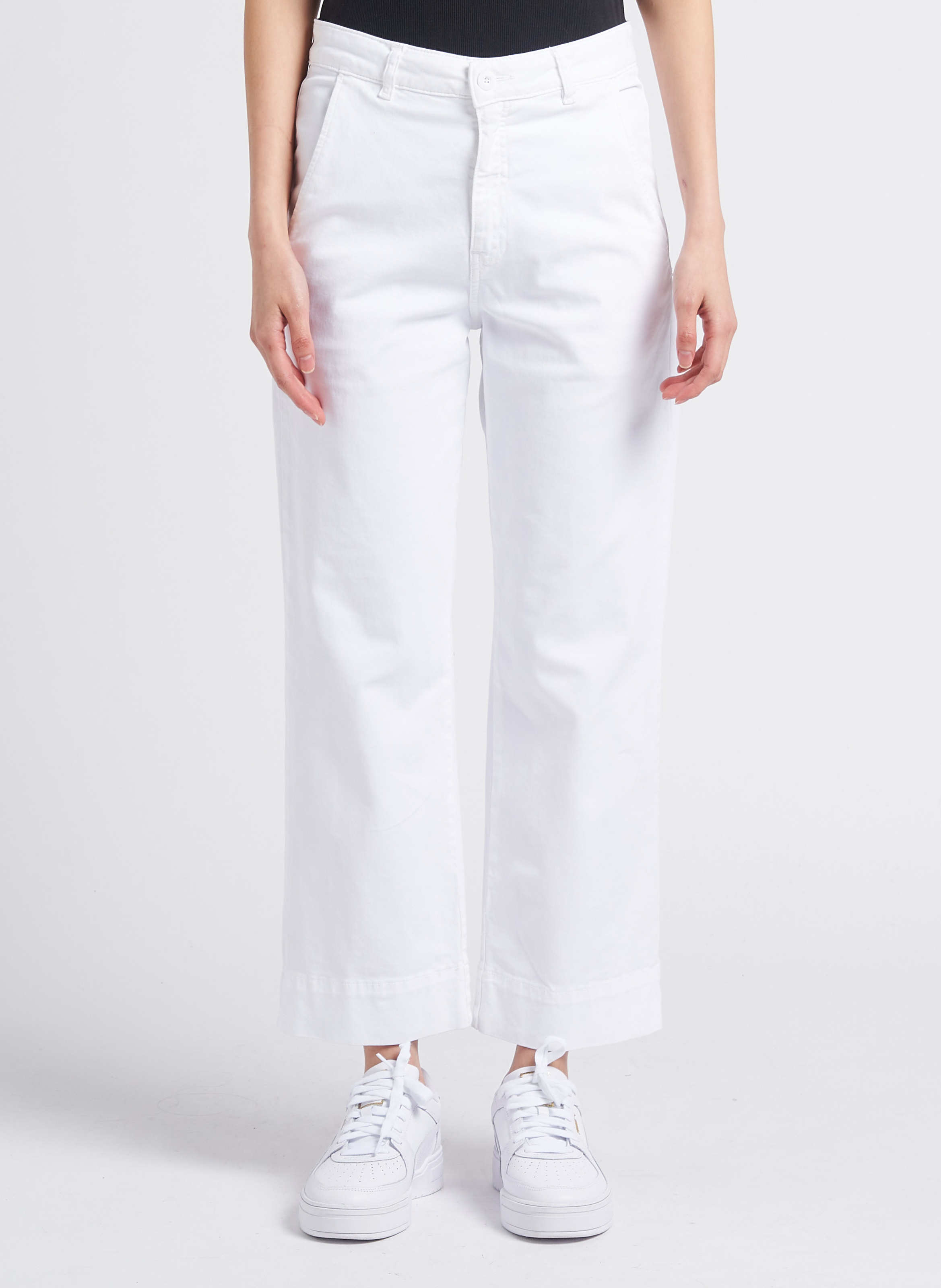 Pantalon 7/8 ème taille haute en coton ACQUAVERDE Blanc