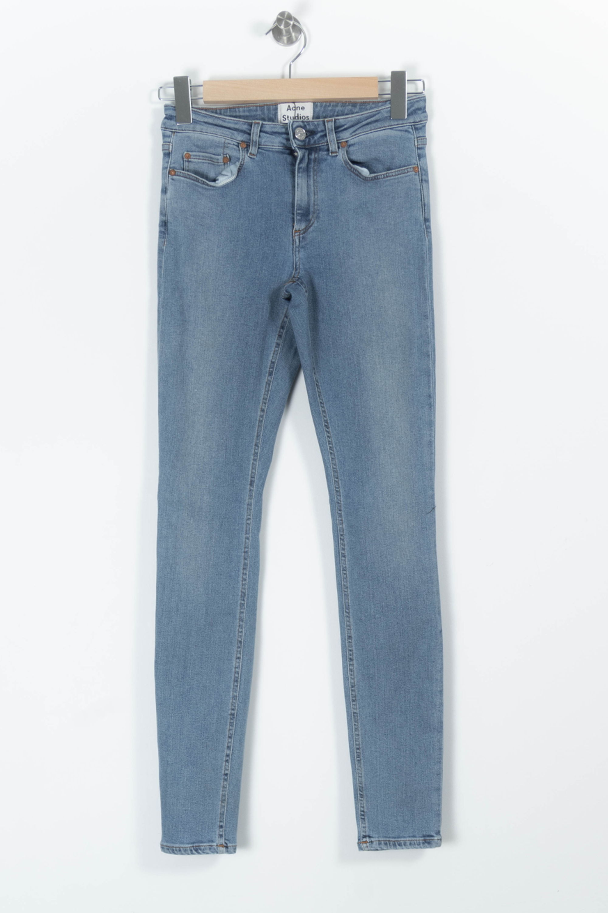 Cropped slim jeans with studs ACNE STUDIOS - Seconde Main Blue