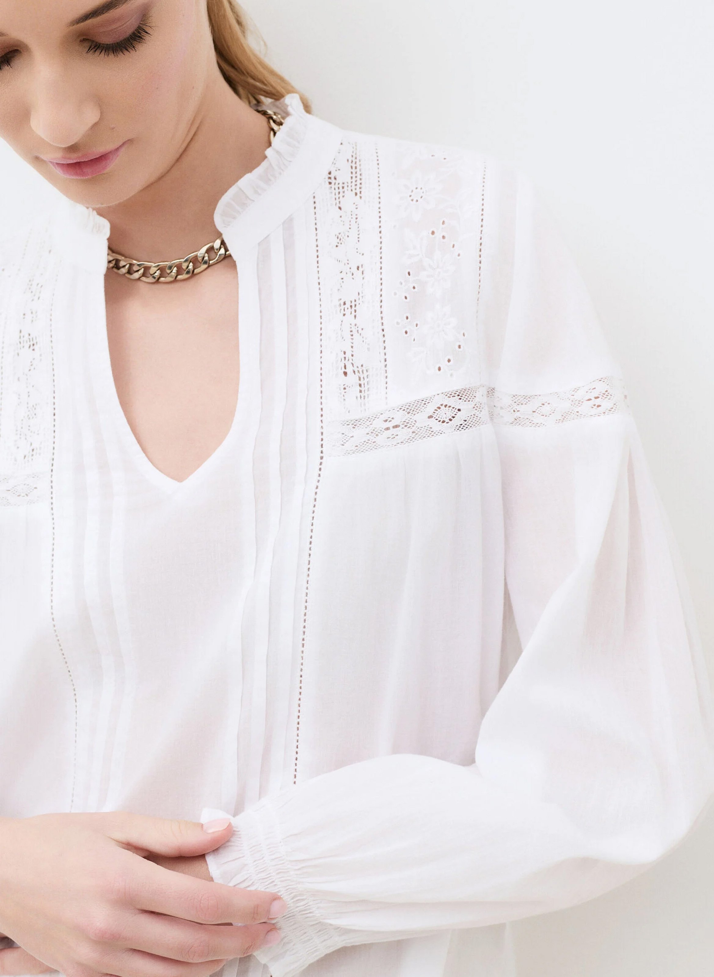 Blouse ample en coton CAROLL Blanc