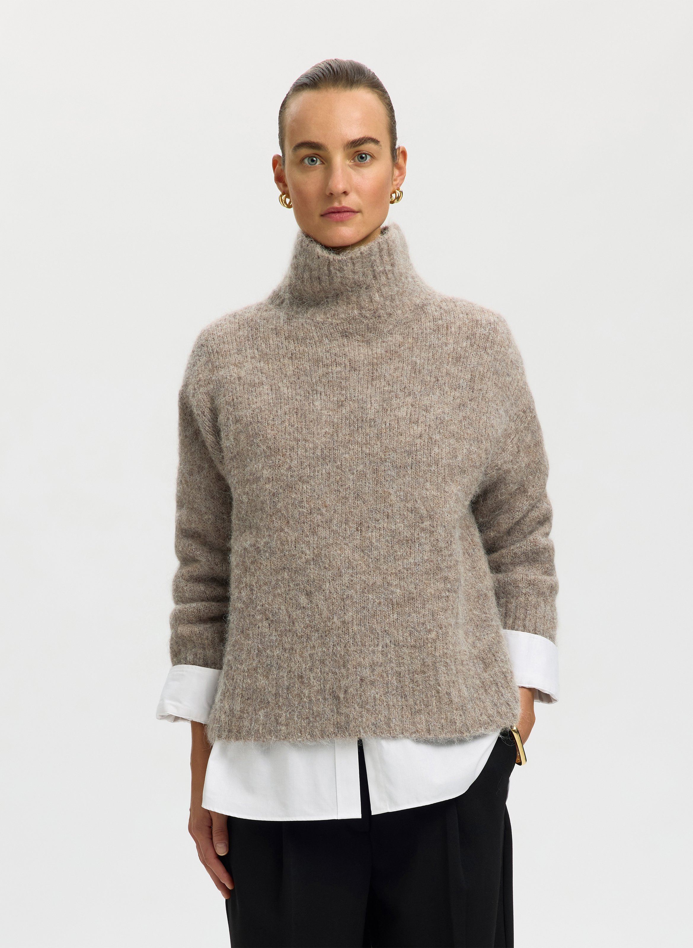 Pull col montant en laine mélangée SELECTED