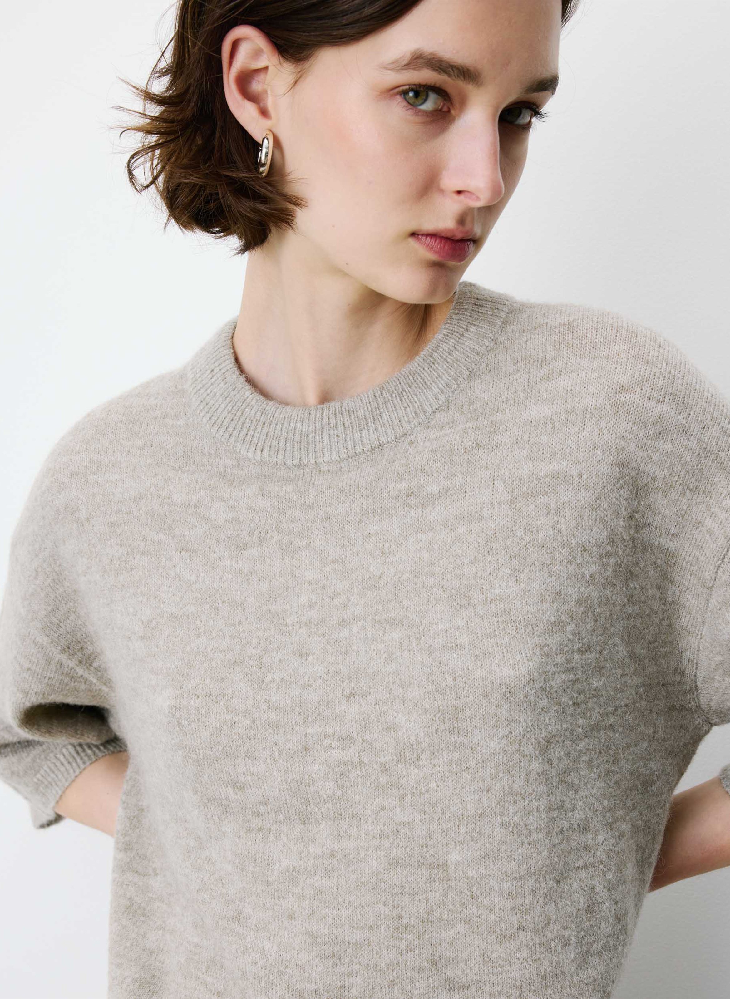 Oversized, gebreide trui met ronde hals GRACE ET MILA Beige