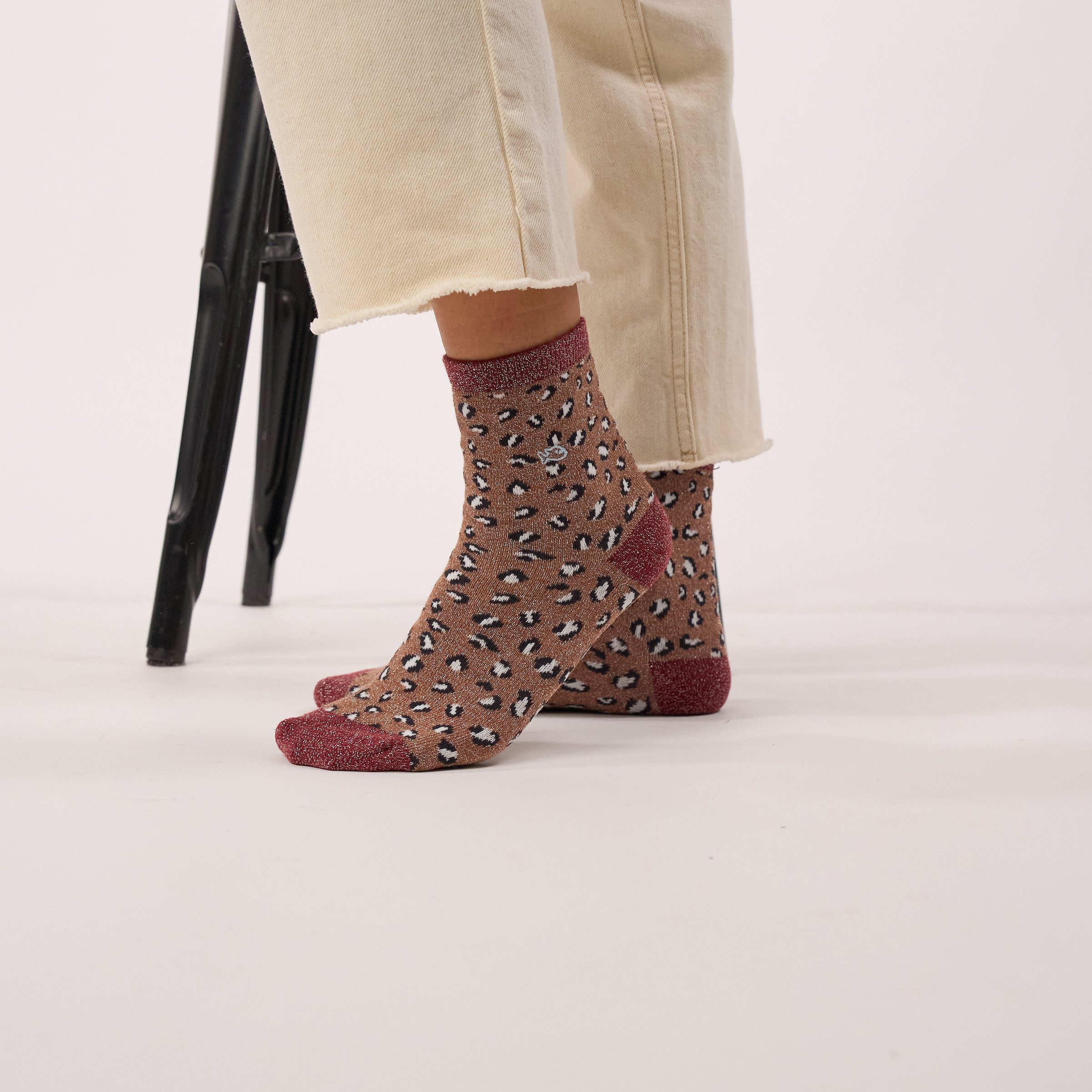 Leopard Combed Cotton Socks BILLYBELT Brown