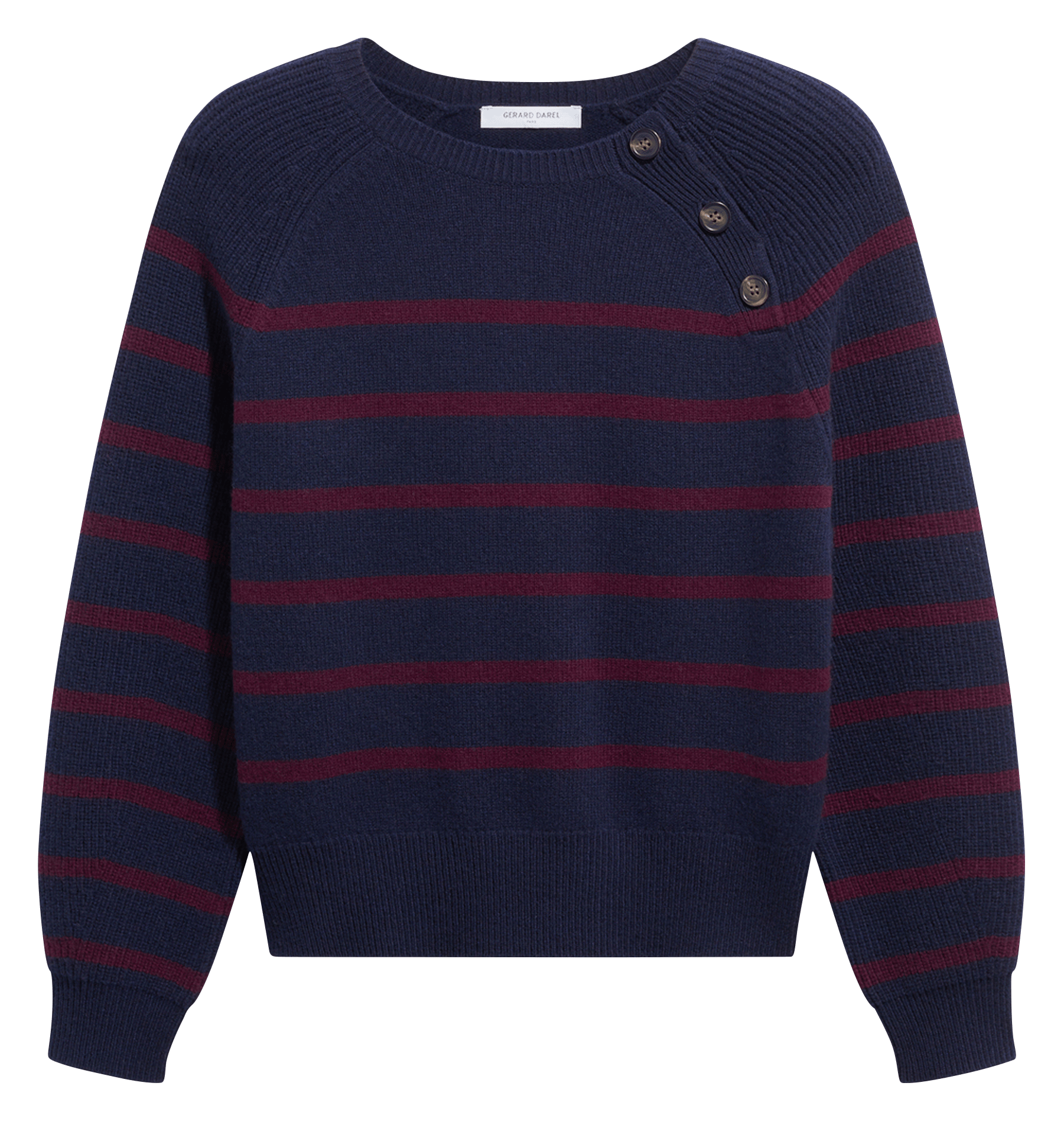 Pull droit col rond rayé en laine GERARD DAREL Bleu