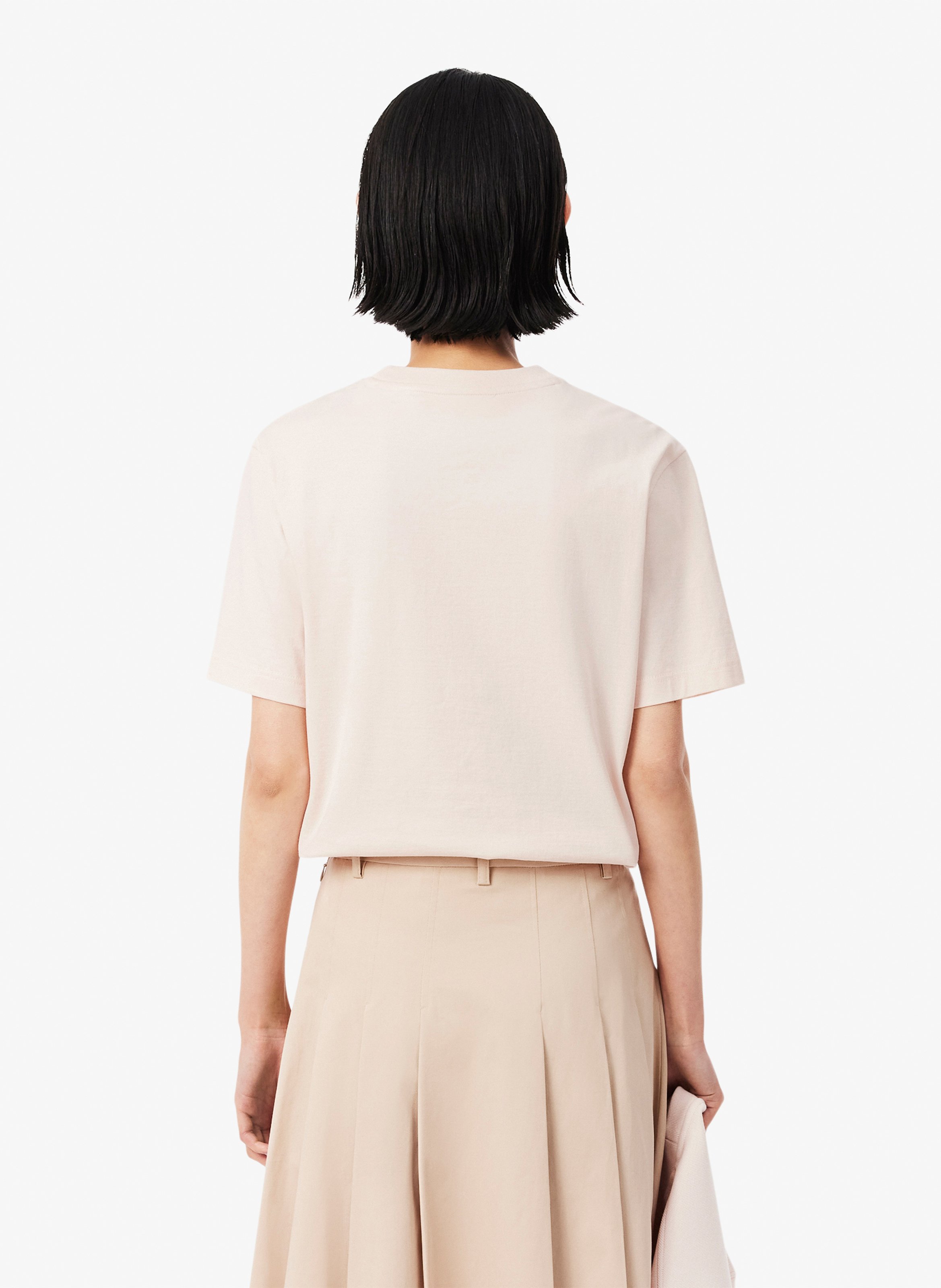 Tee-shirt manches courtes en coton LACOSTE Rose