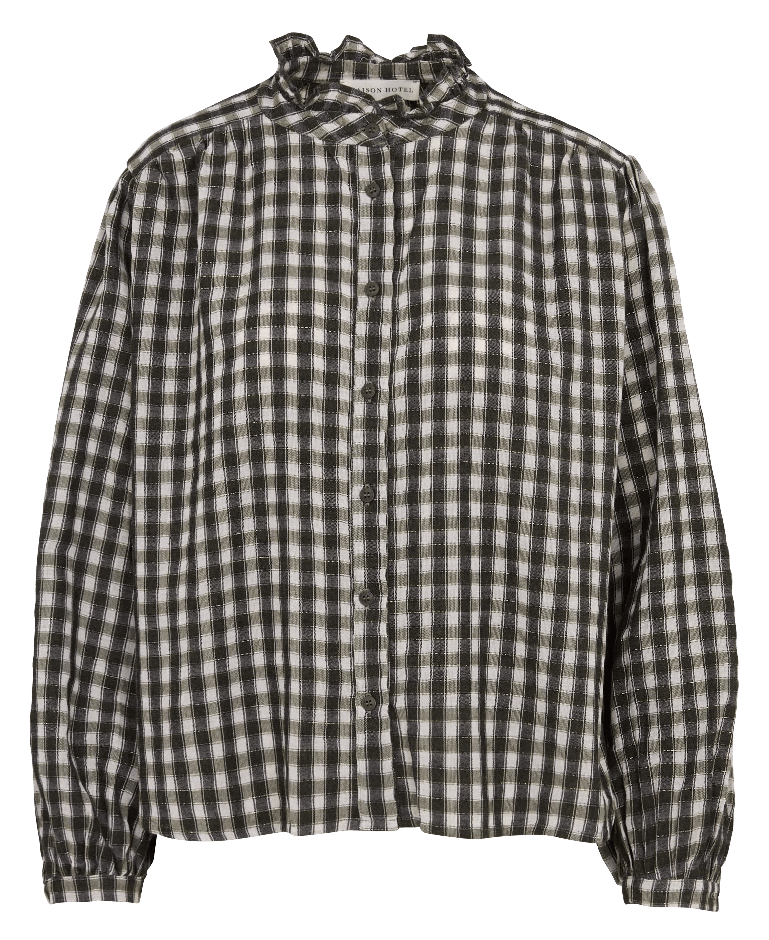 Chemise col à volants en coton mélangé MAISON HOTEL Noir