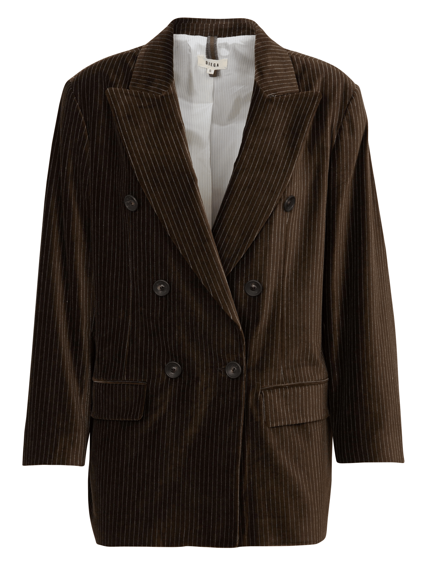 Veste droite col tailleur rayée en coton mélangé DIEGA Marron