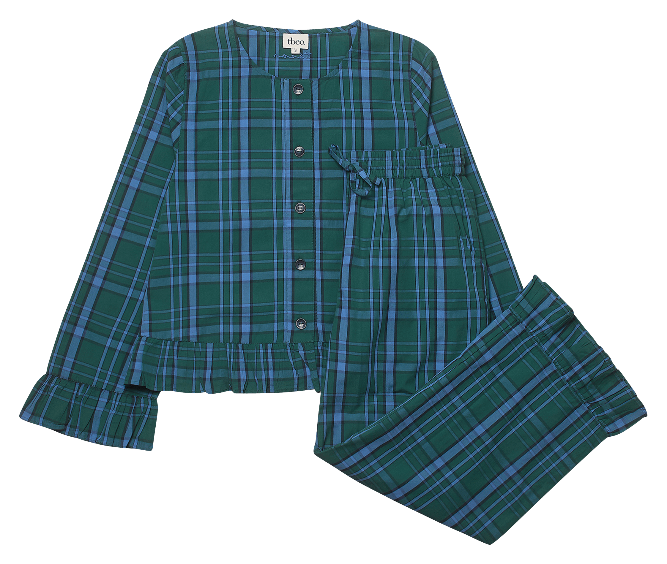 Pyjamamuster in Karo aus Baumwolle TBCO Grun