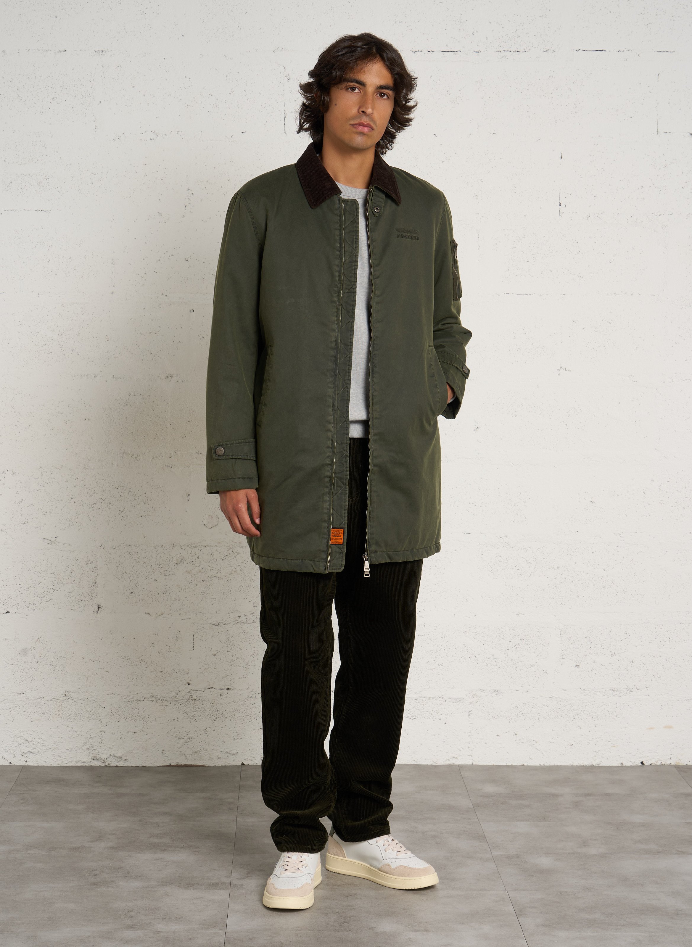 Blouson zippé à col velours côtelé BOMBERS ORIGINAL Kaki