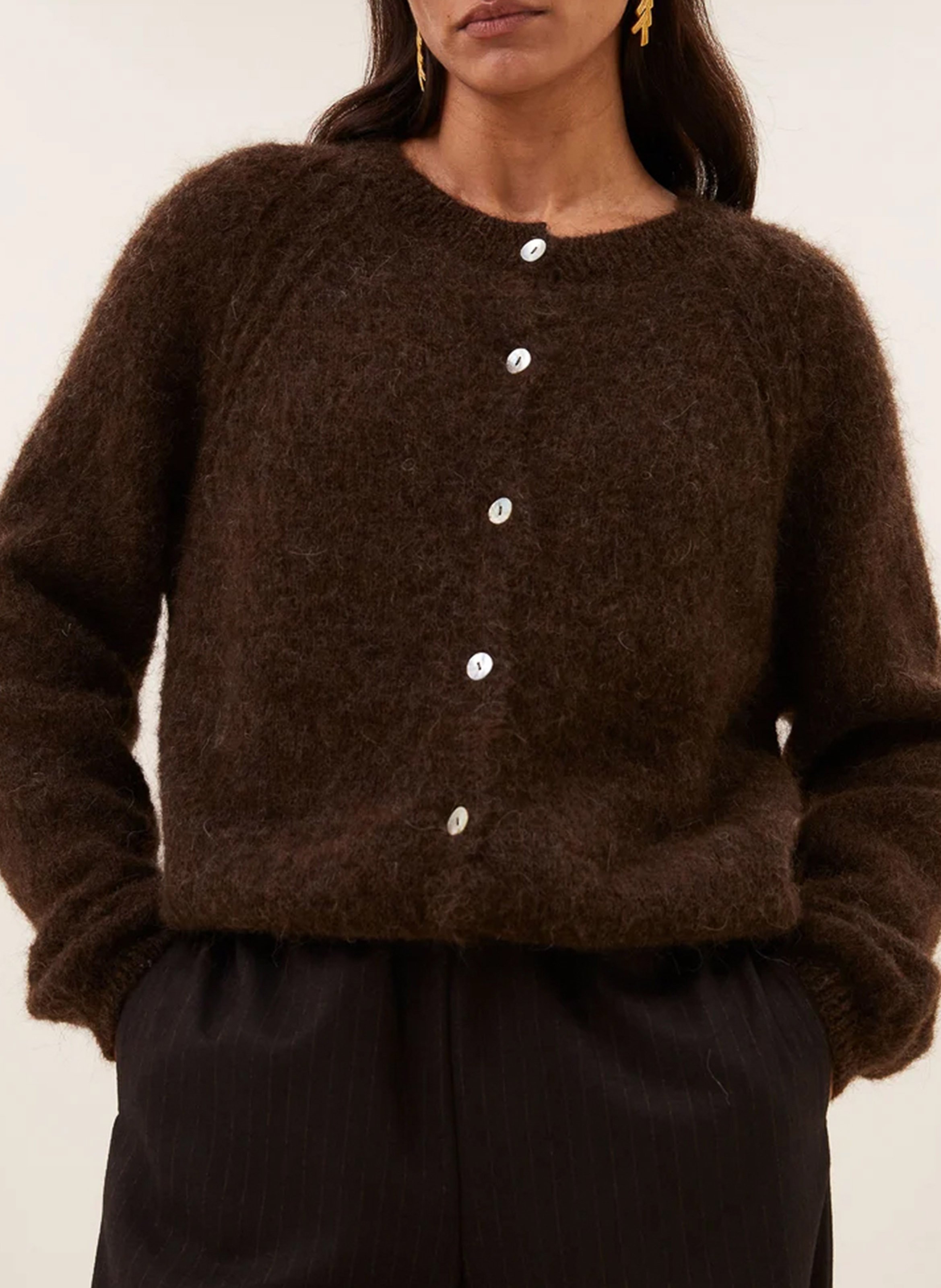 Gilet oversize en laine mélangée BY BAR Marron