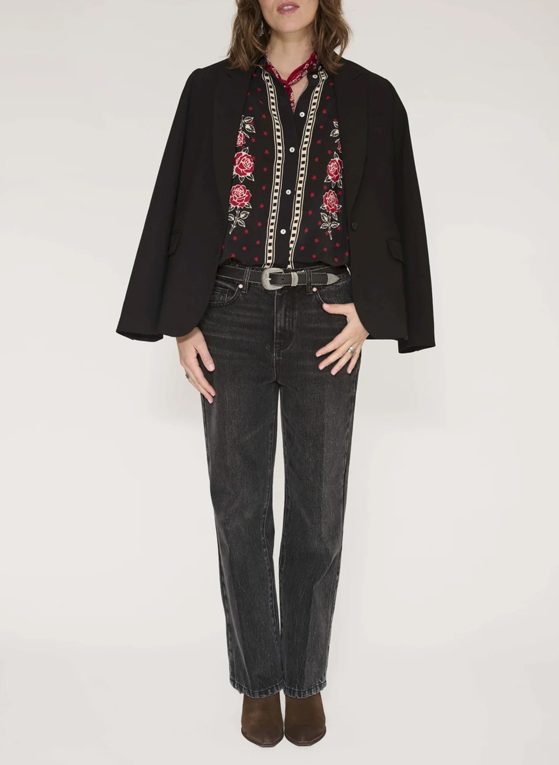 Classic collar patterned shirt MKT Black