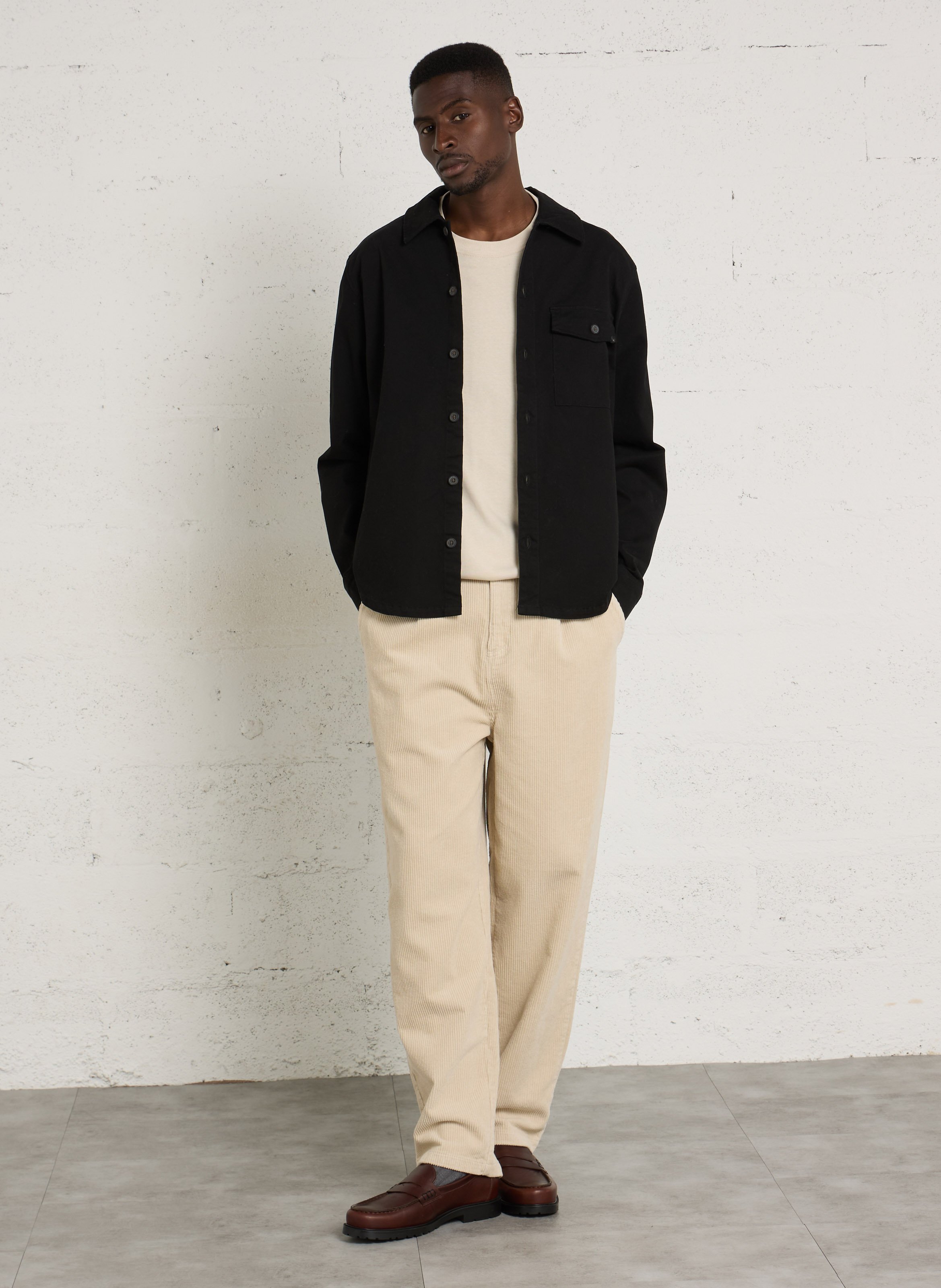 Chemise oversize en coton mélangé SOLID Noir