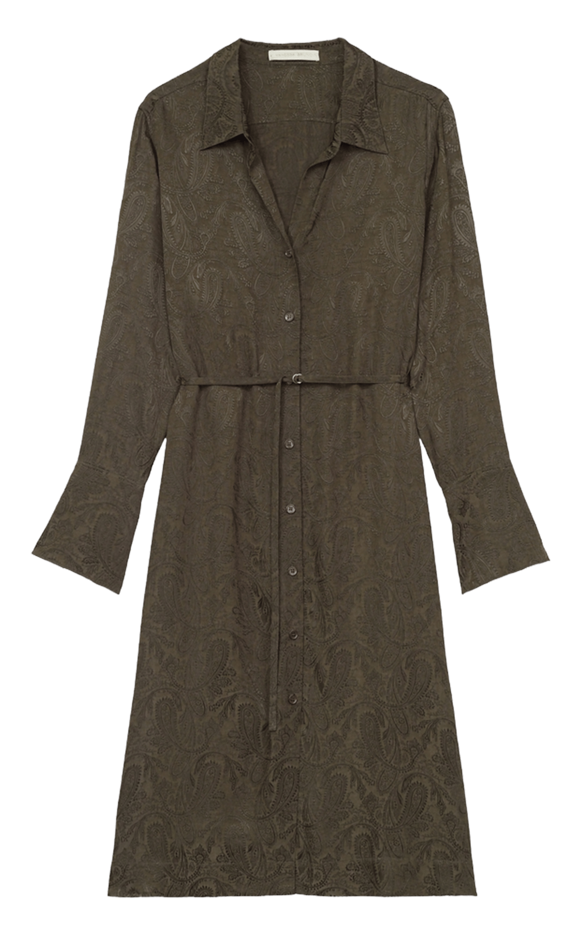 Long jacquard shirt-collar dress VANESSA BRUNO Khaki