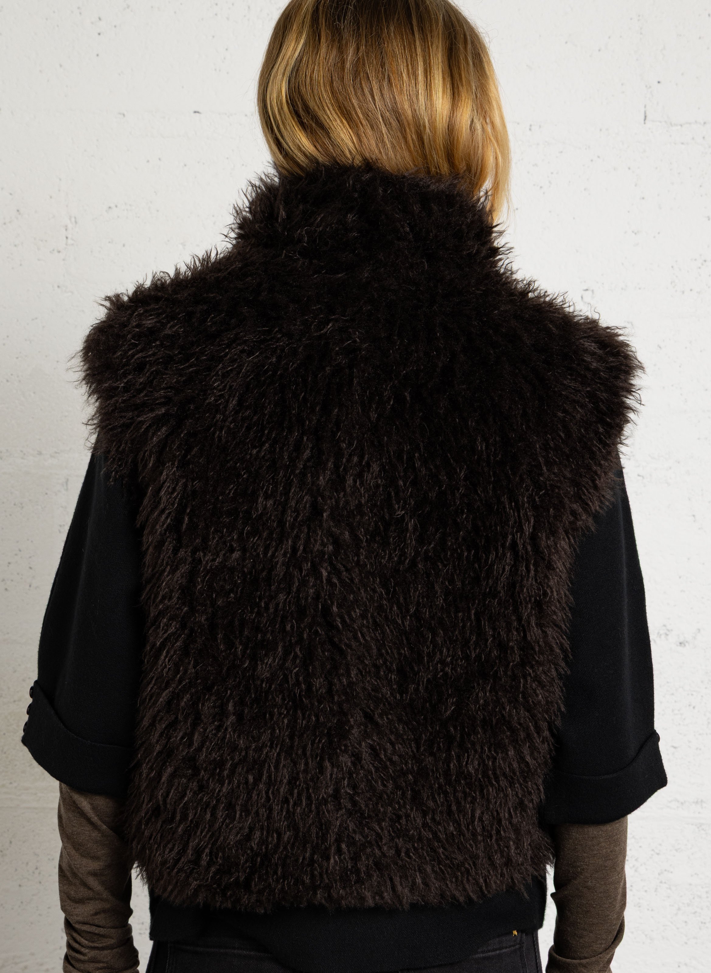 Straight sleeveless fur-effect jacket LA PETITE ETOILE Blue