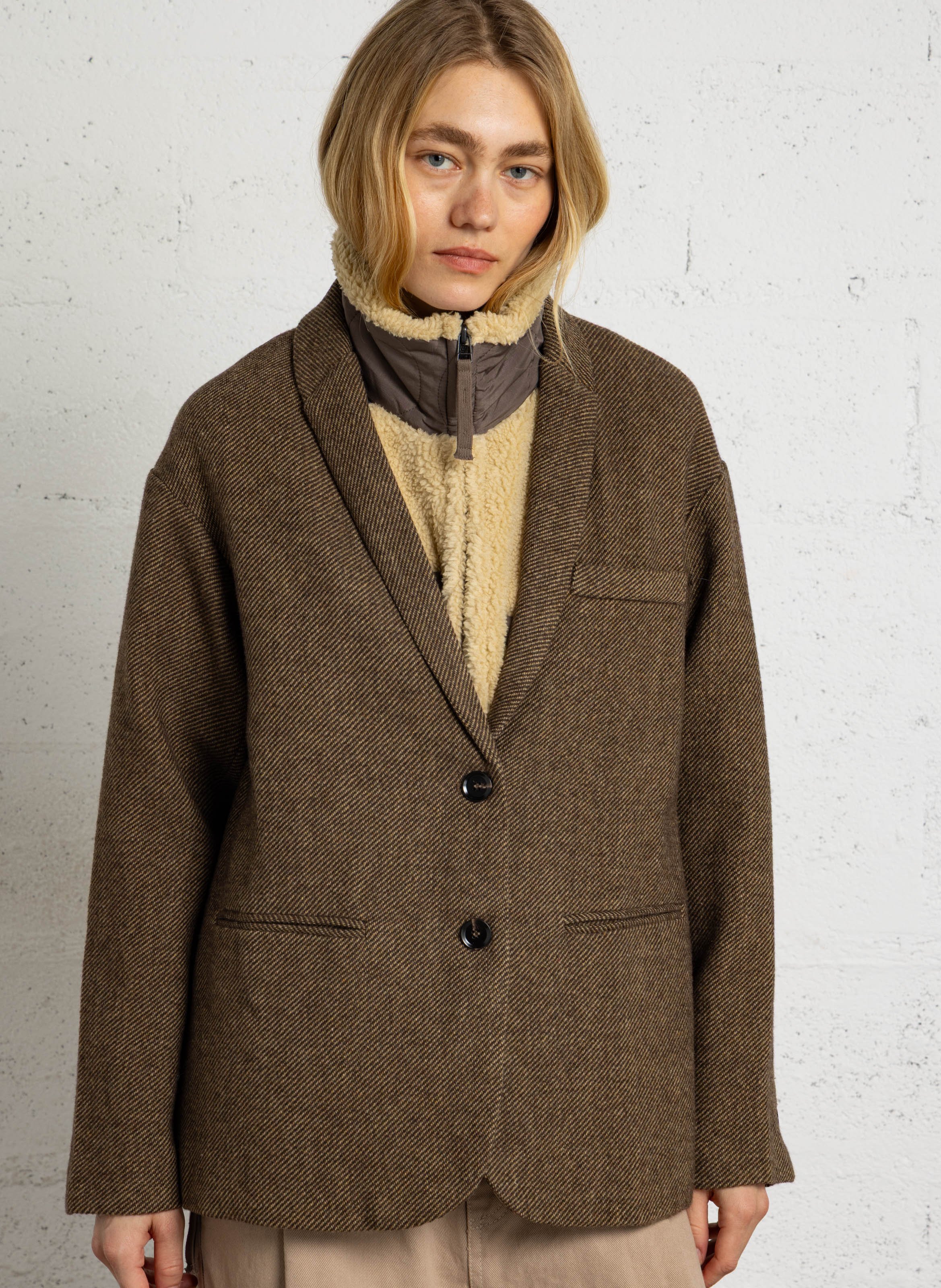 Gerade geschnittener Blazer in Fischgrät-Webstruktur LA PETITE ETOILE Braun