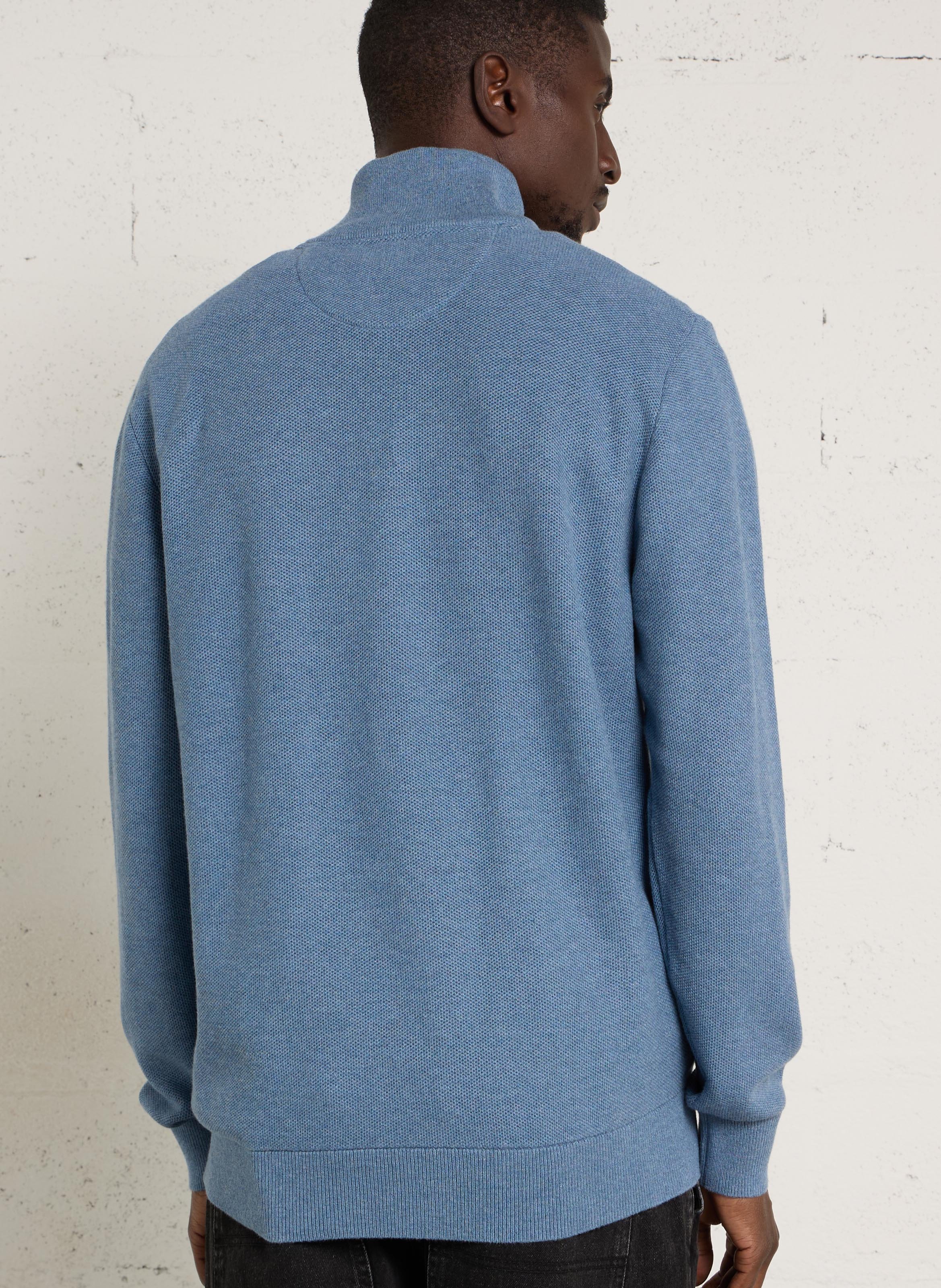 Pull col montant zippé droit uni EDEN PARK Bleu