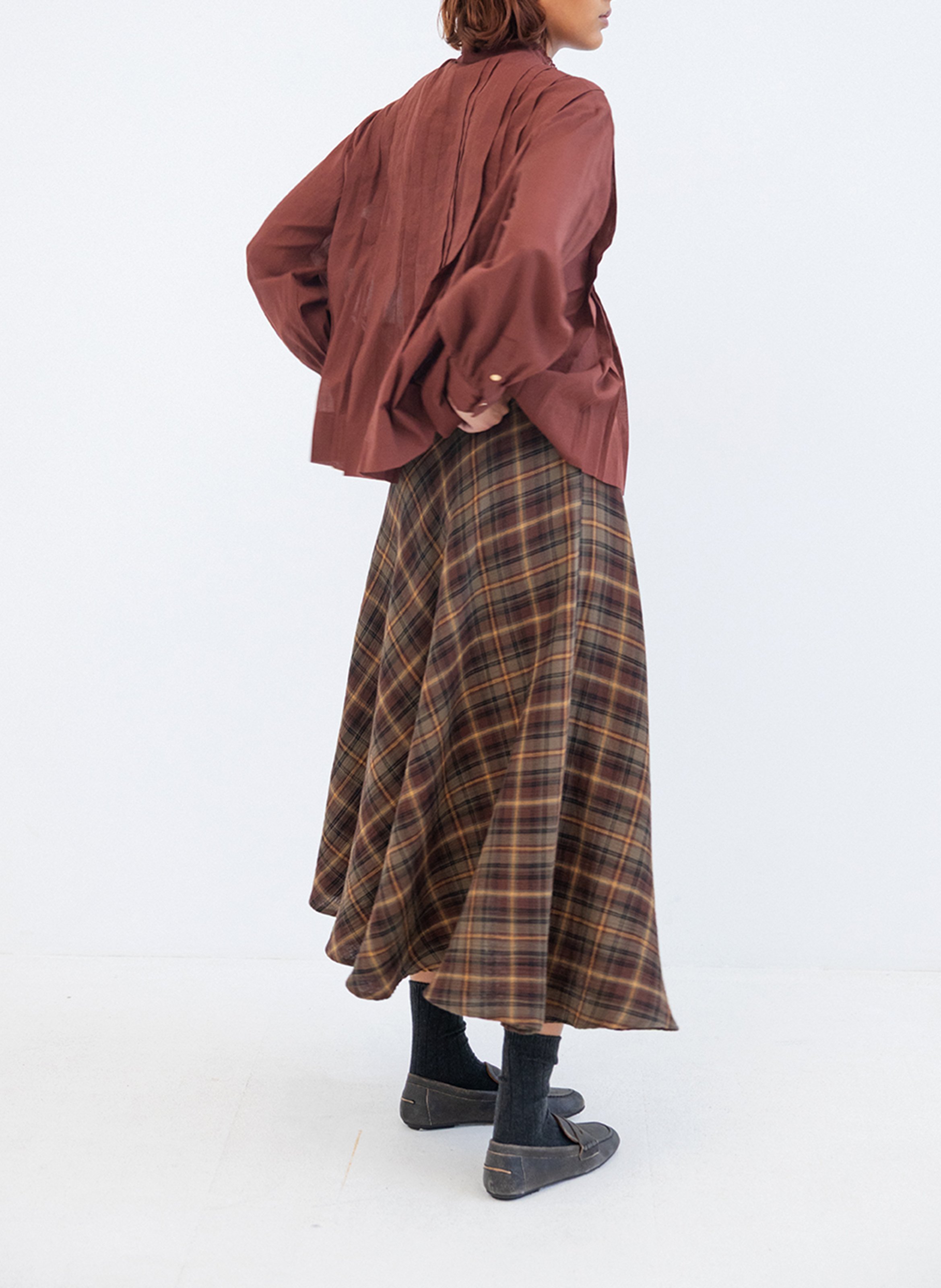 Straight cotton blouse with Victorian collar PROJECT-AJ117 Red