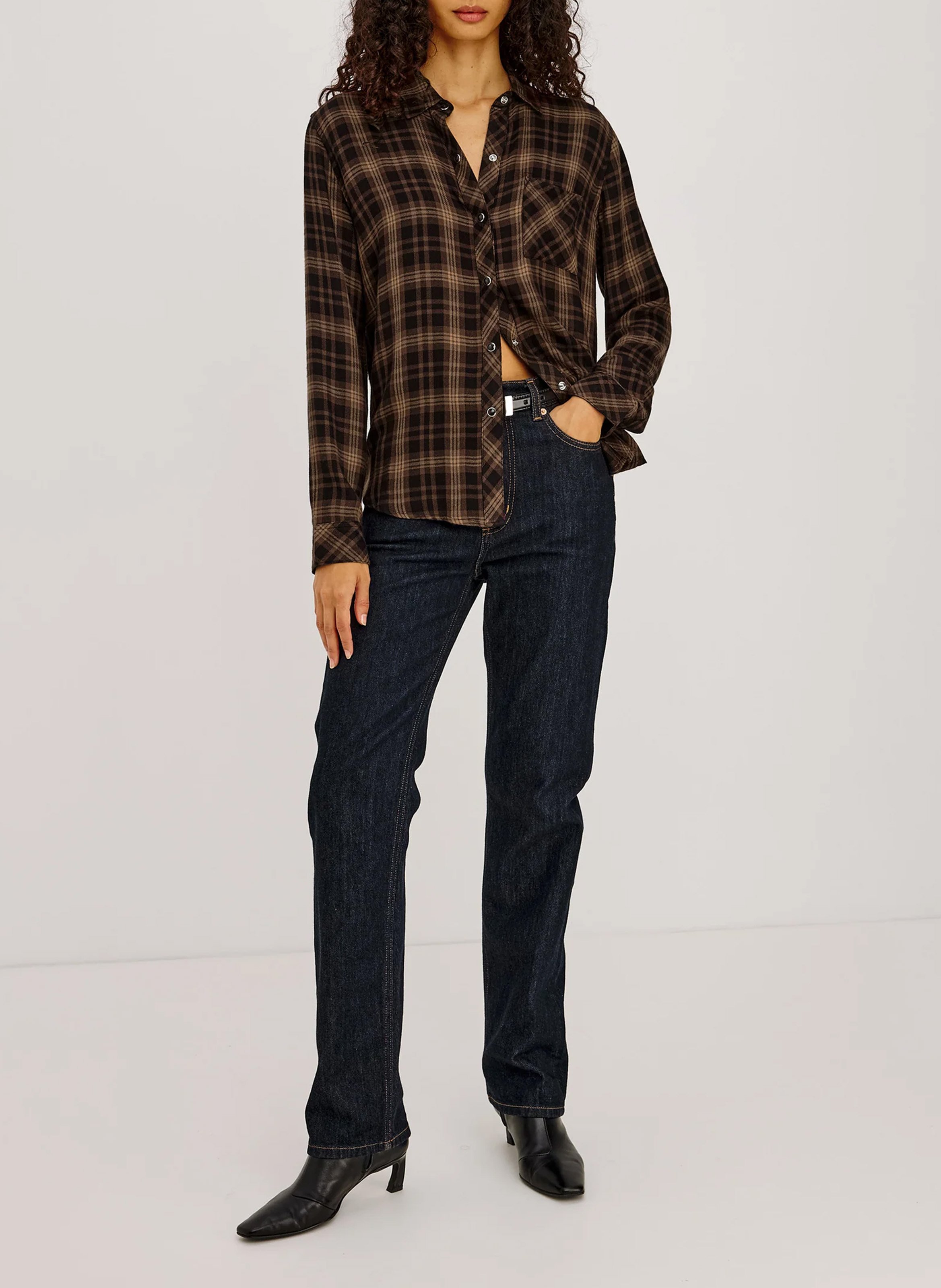 Straight checked shirt RAILS Brown