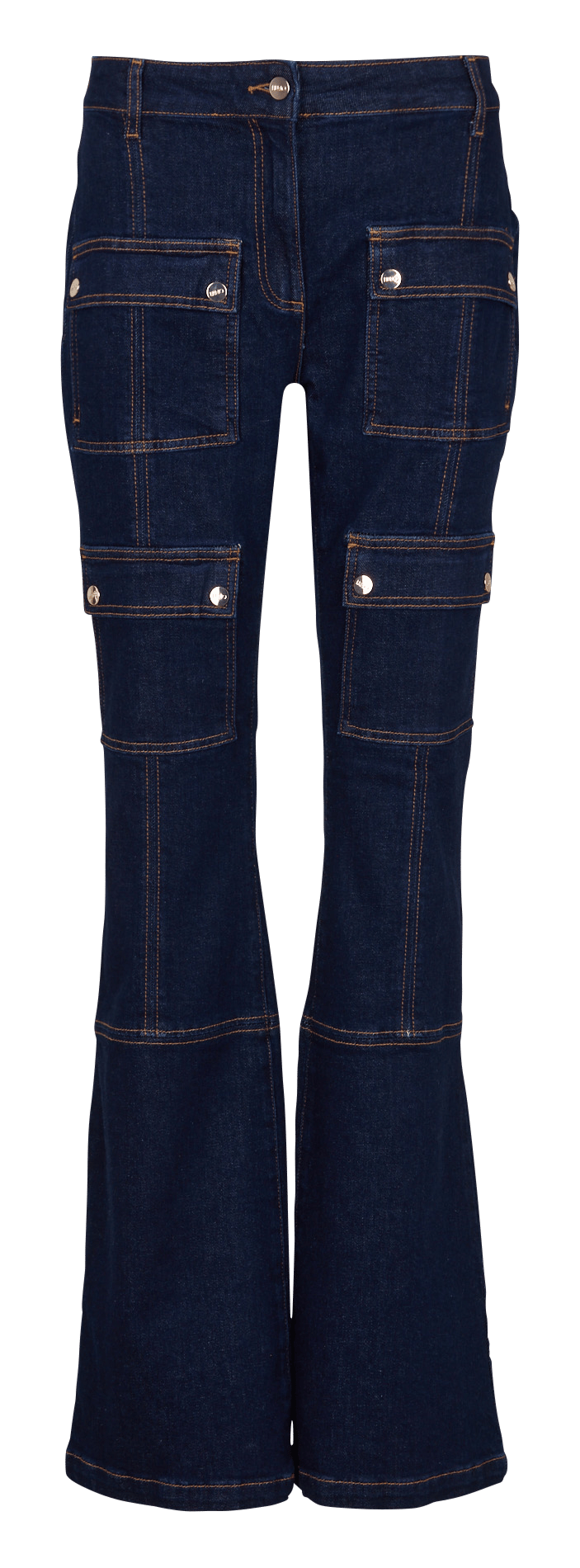 Pantalon denim pattes d'éléphant en coton mélangé LIU JO Bleu