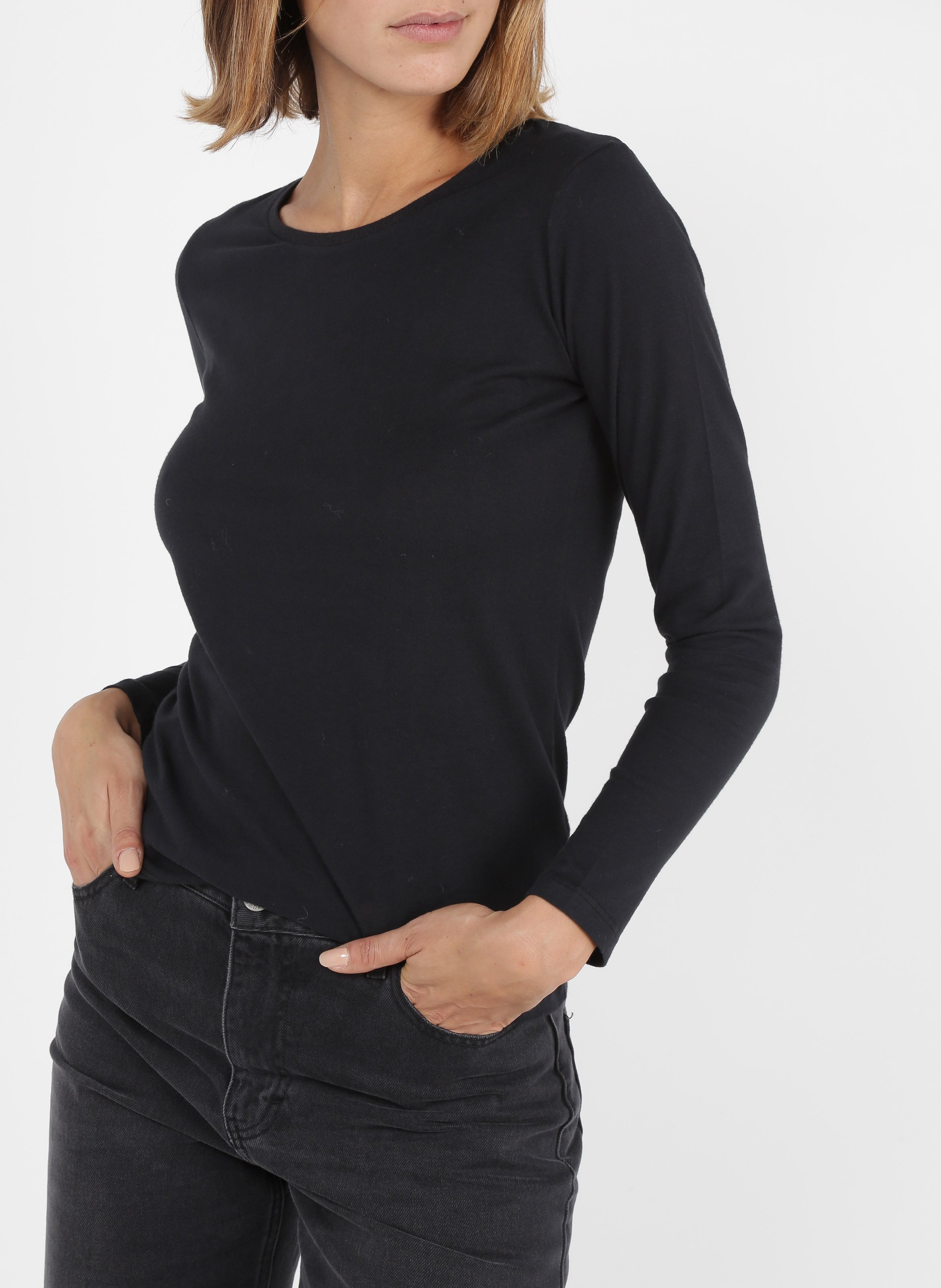 Long-sleeved round-neck cotton T-shirt MAJESTIC FILATURES