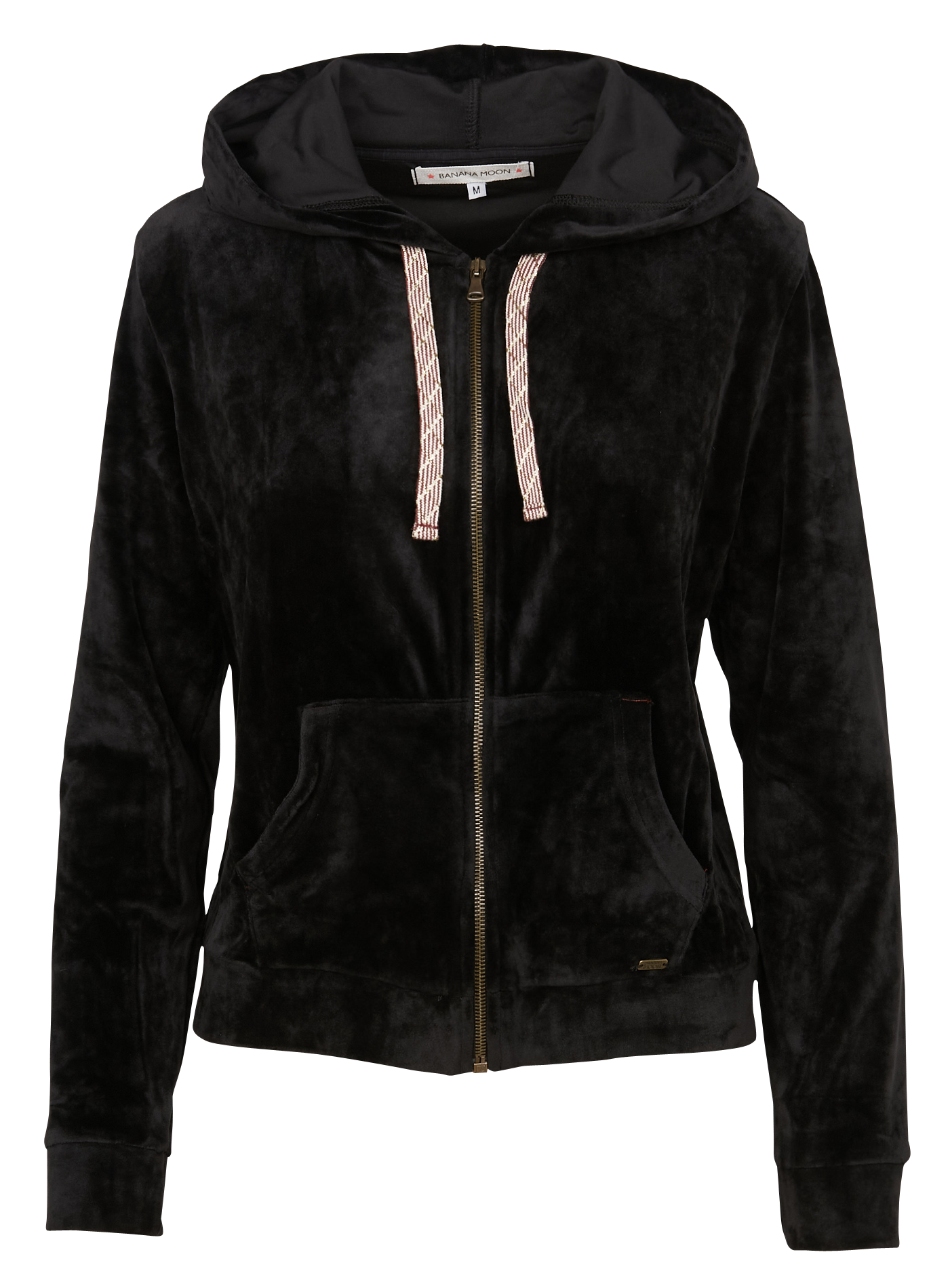 Straight velvet cardigan with hood BANANA MOON Black