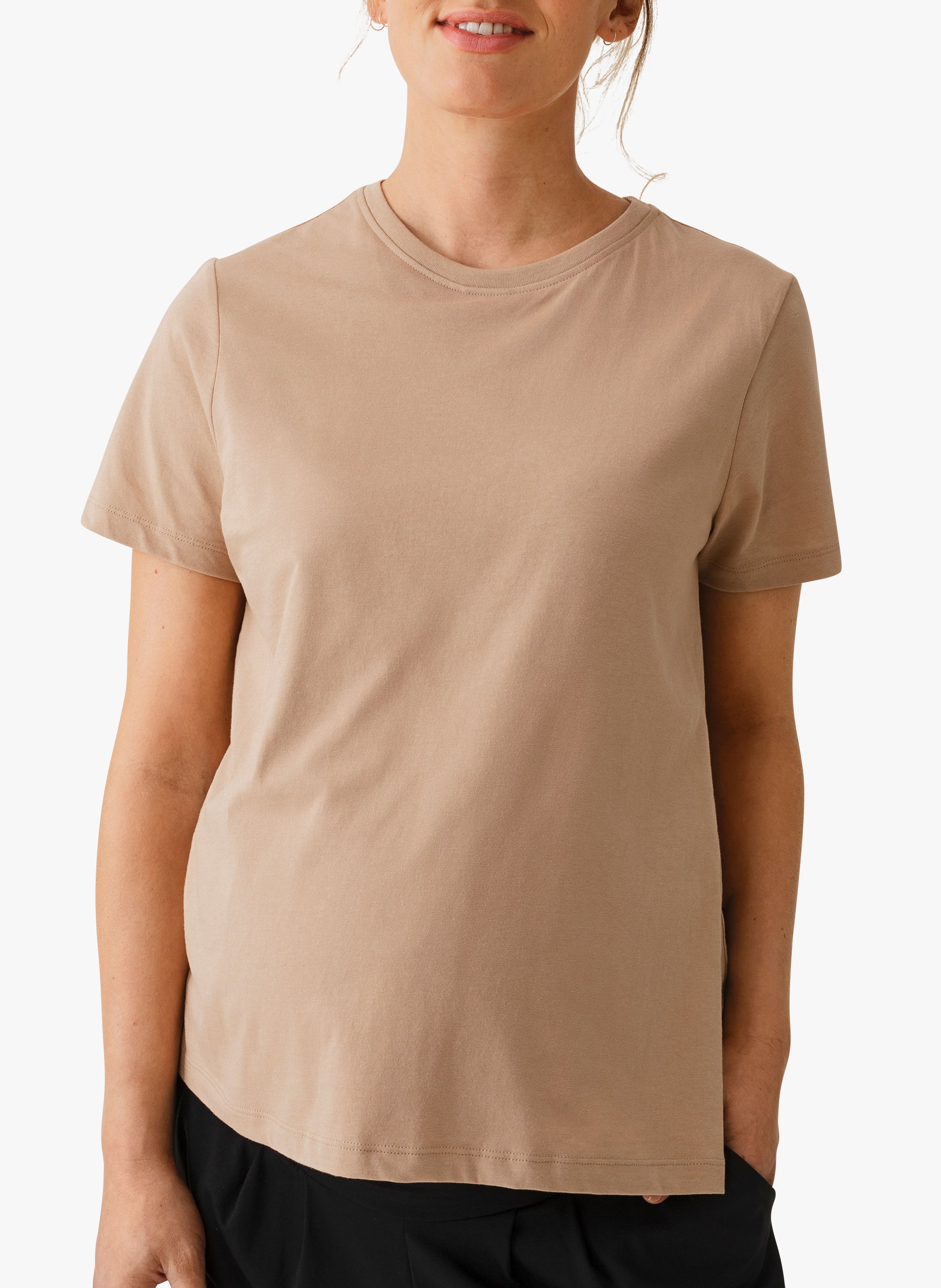 Tee-shirt col rond en coton bio  BOOB Beige
