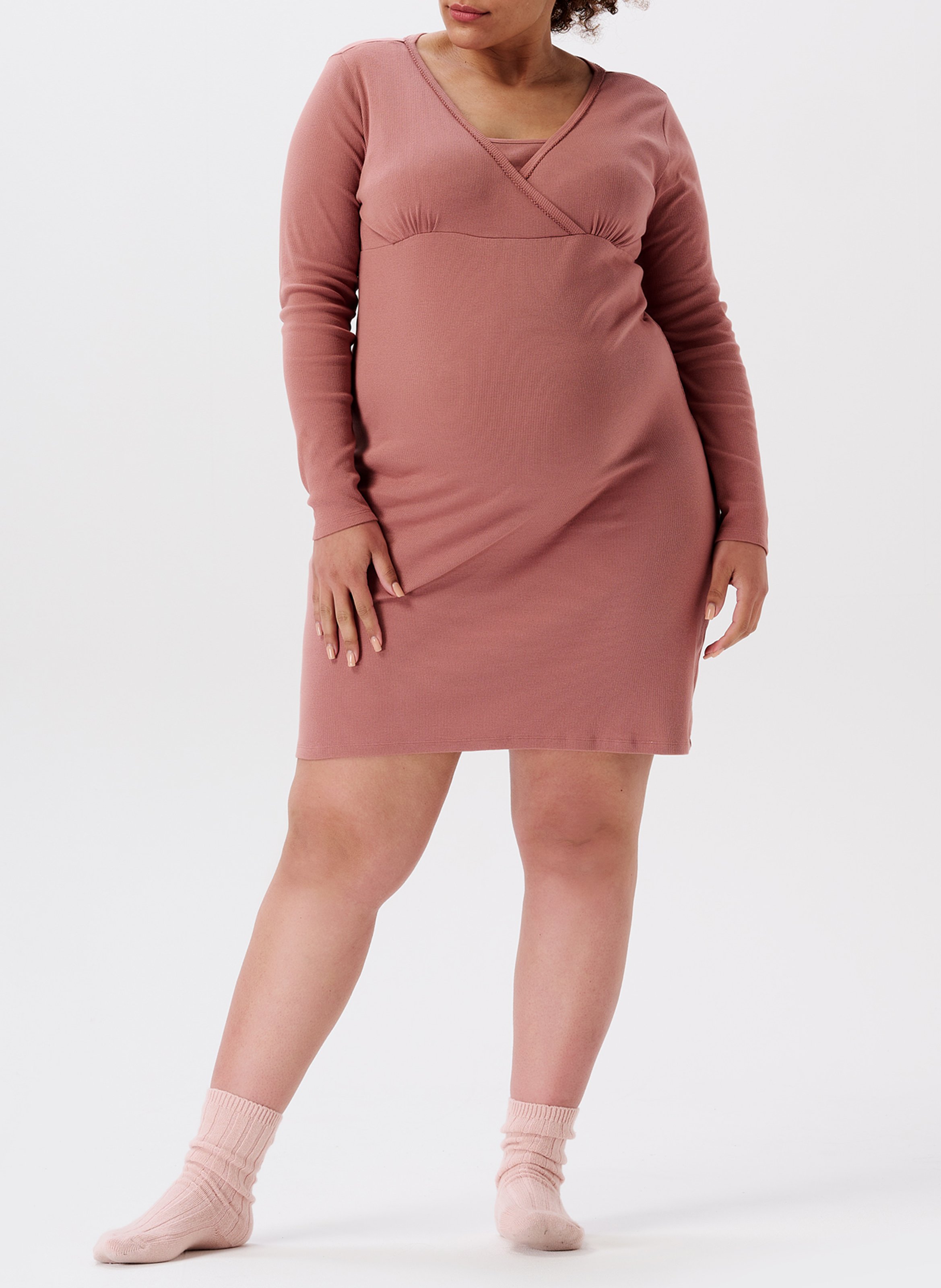 Stretch organic cotton nursing nightdress NOPPIES Pink