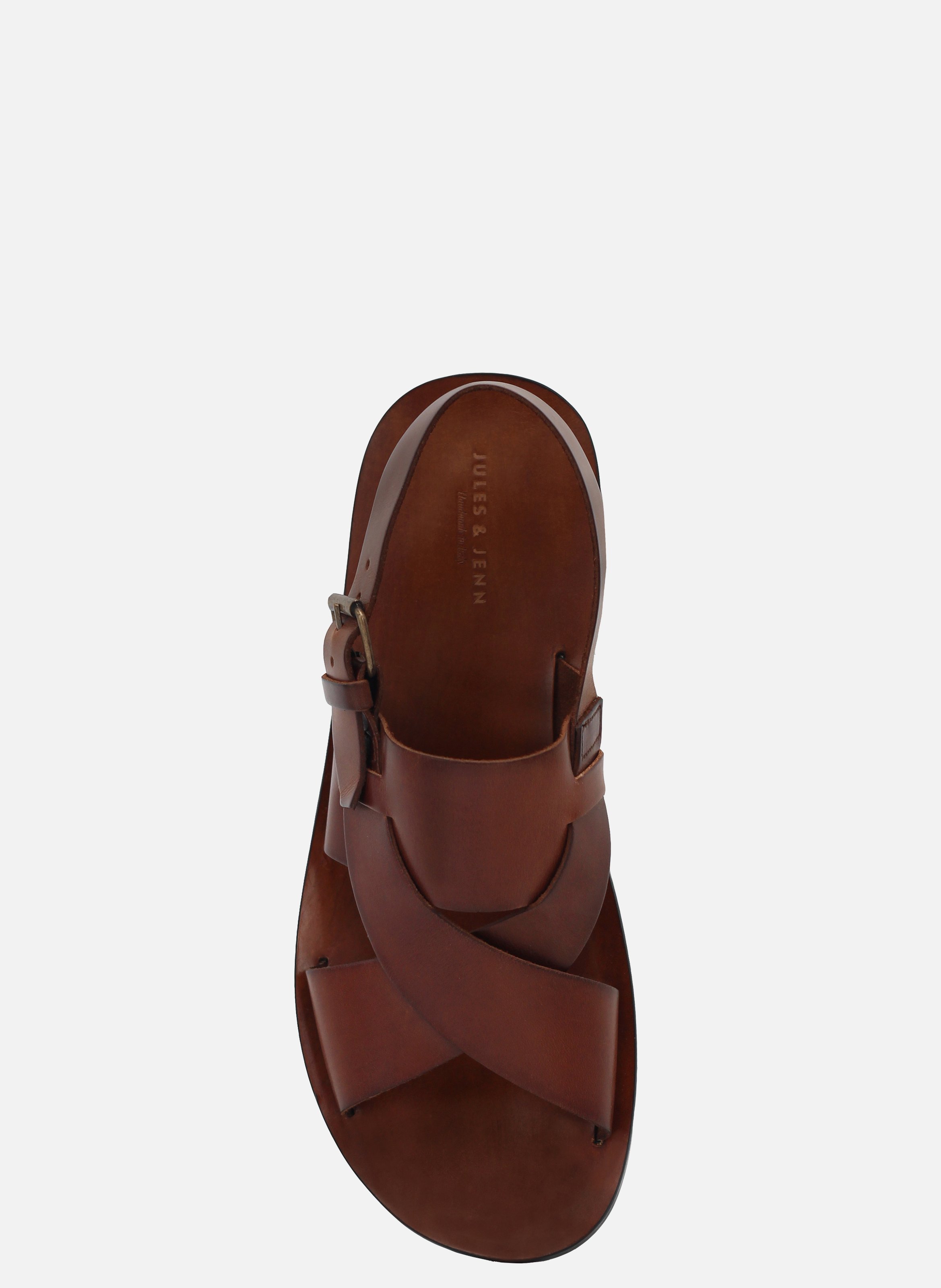 Flat leather sandals JULES & JENN Brown