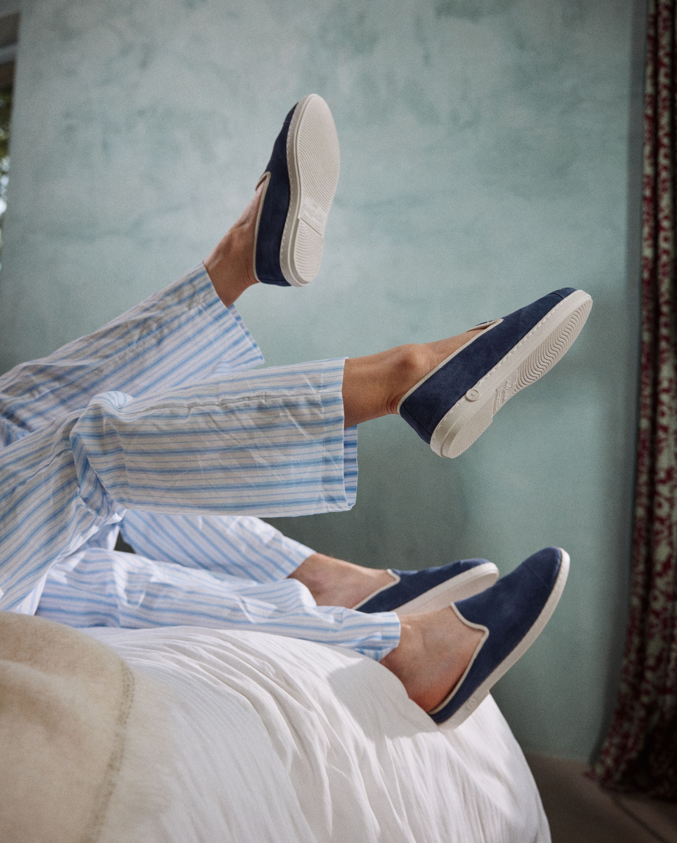 Chausson homme cuir, bleu jean ANGARDE Bleu