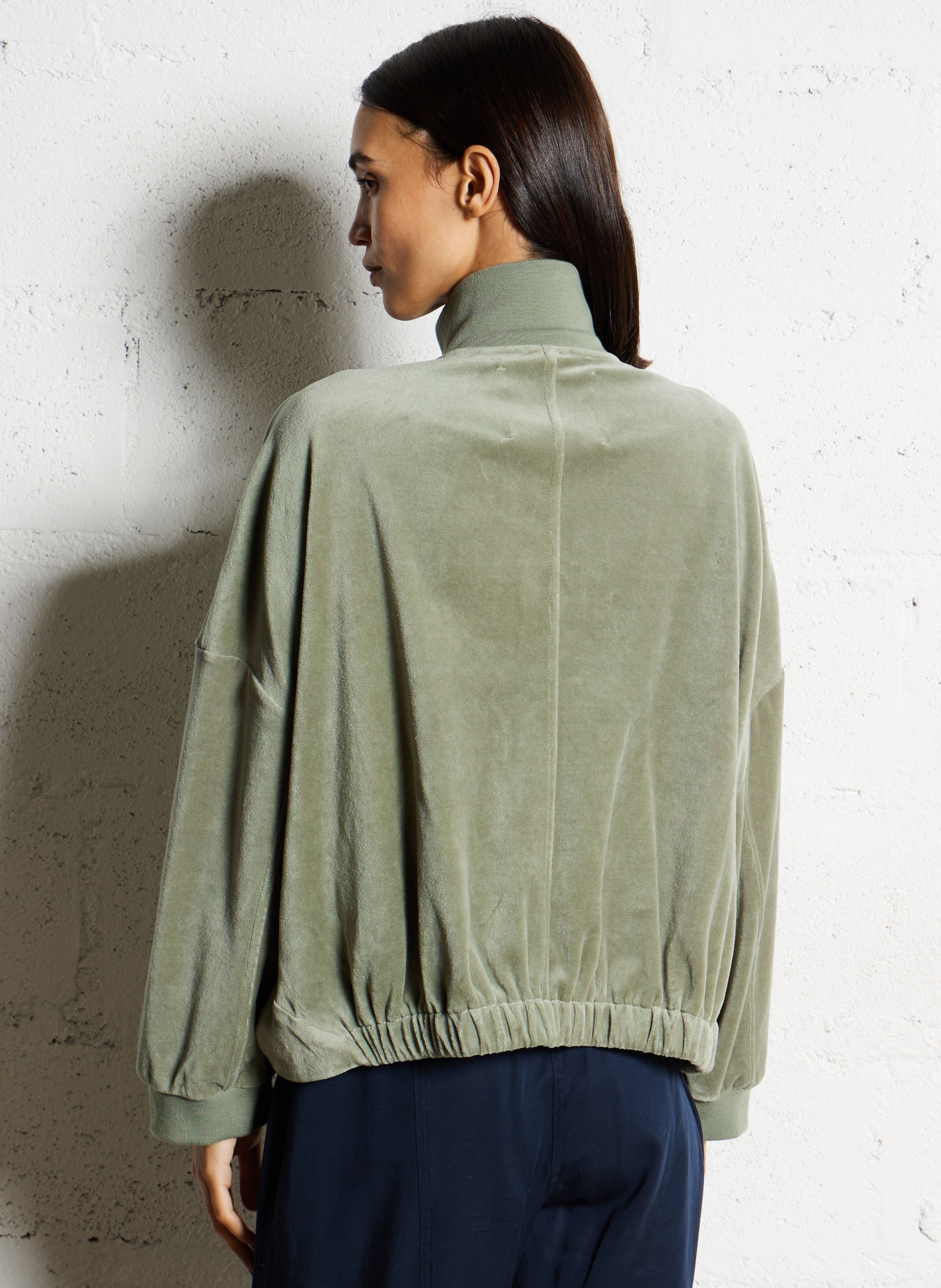 Sweat overisze col montant en coton mélangé BELLEROSE Vert