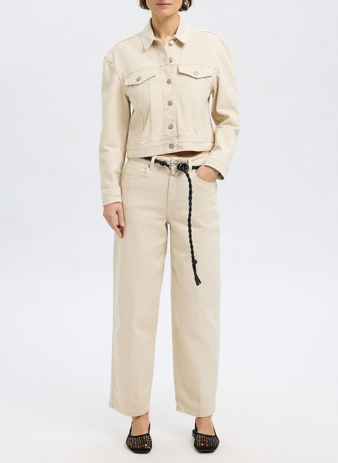 Pantalon large en coton bio mélangé SELECTED Beige