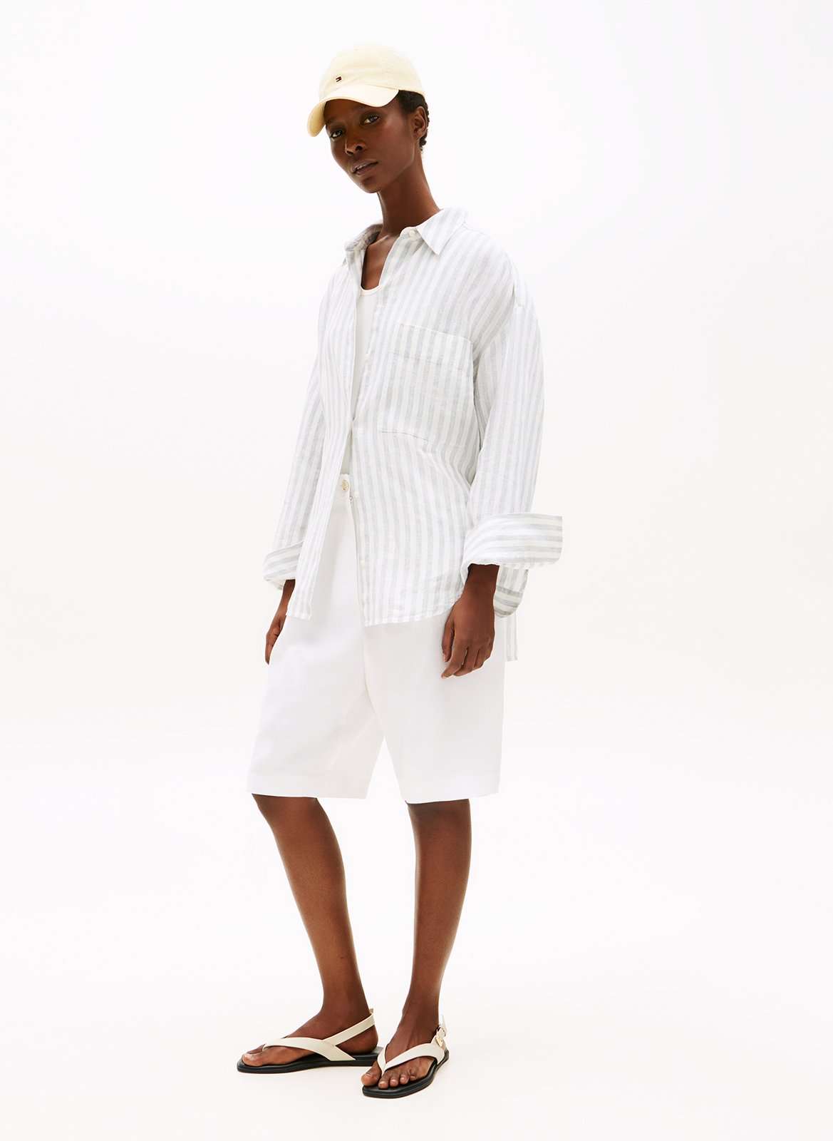 Straight striped linen shirt TOMMY HILFIGER White